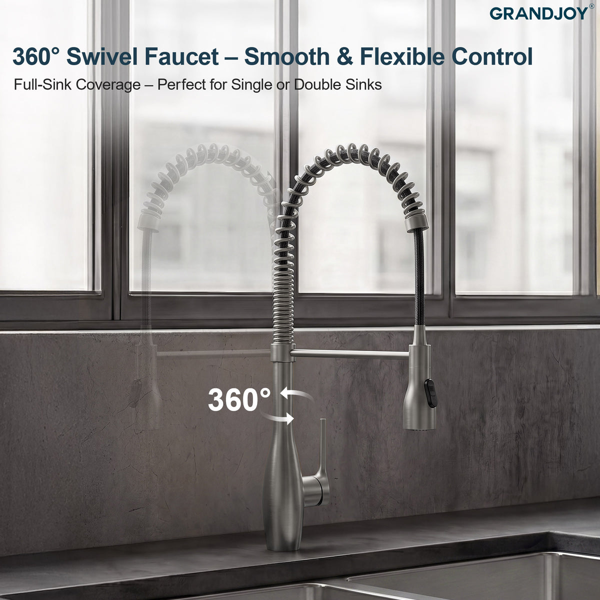 Single-Handle Pre-Rinse Spring Pull-Down Kitchen Faucet