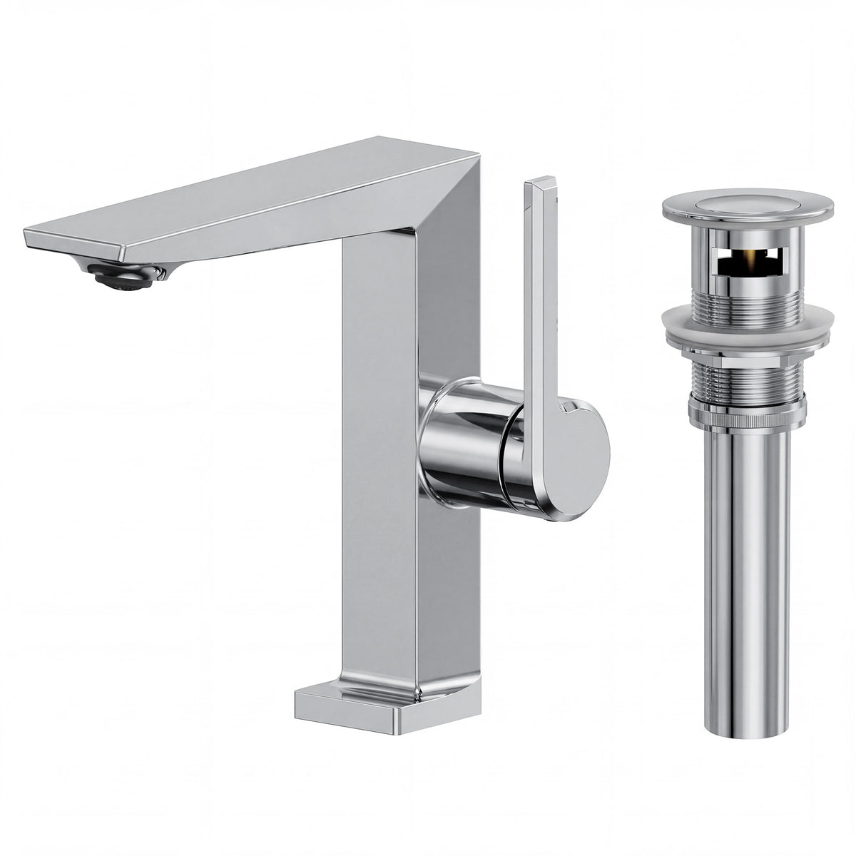 Single-Handle Bathroom Sink Faucet With Pop-Up Drain