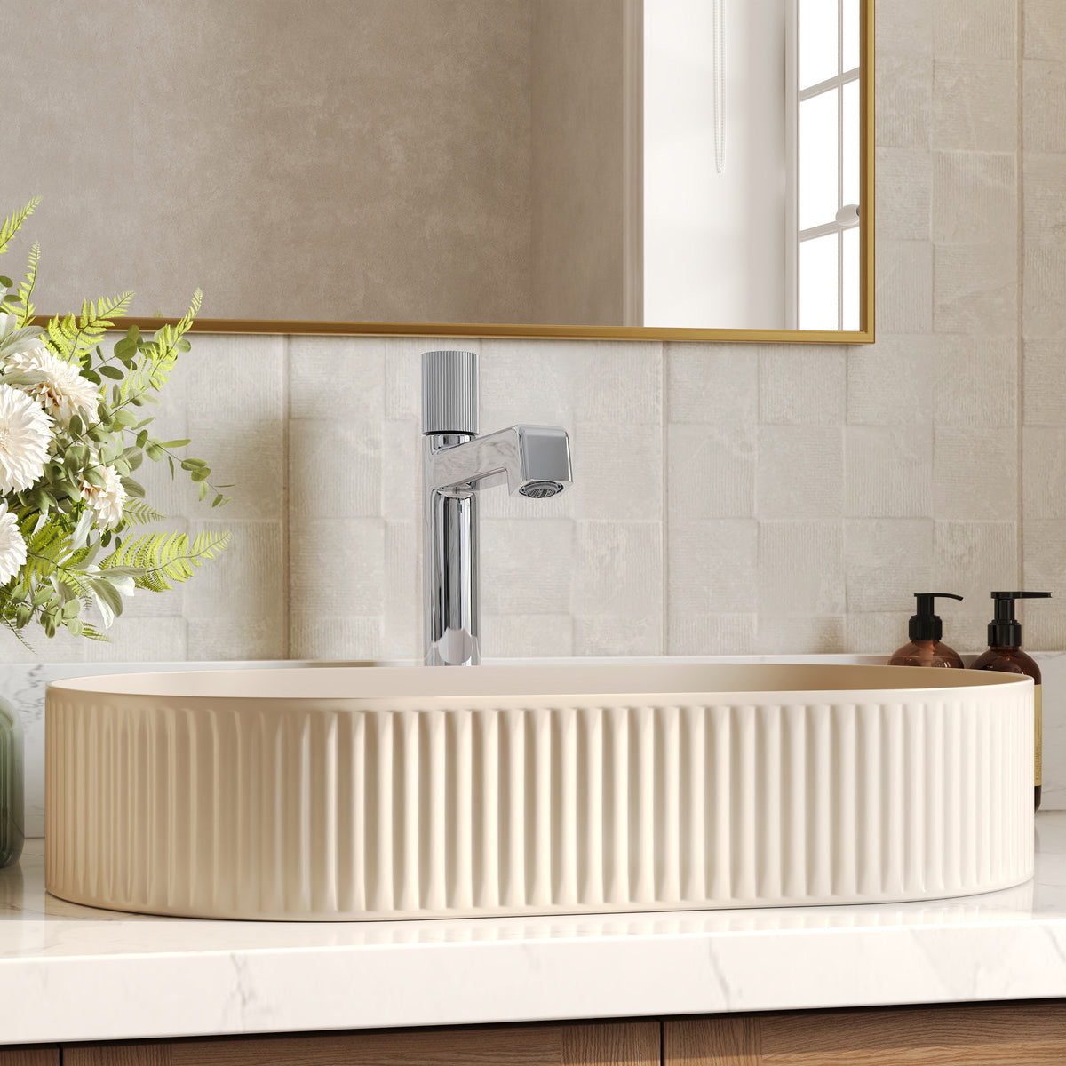 Single-Handle Vessel Bathroom Sink Faucet With Pop-Up Drain
