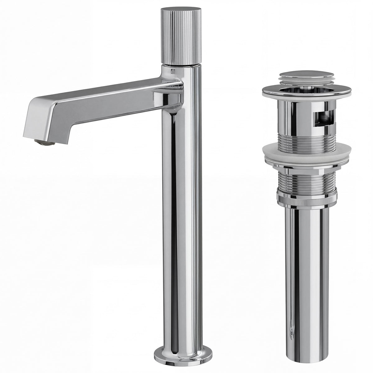 Single-Handle Vessel Bathroom Sink Faucet With Pop-Up Drain