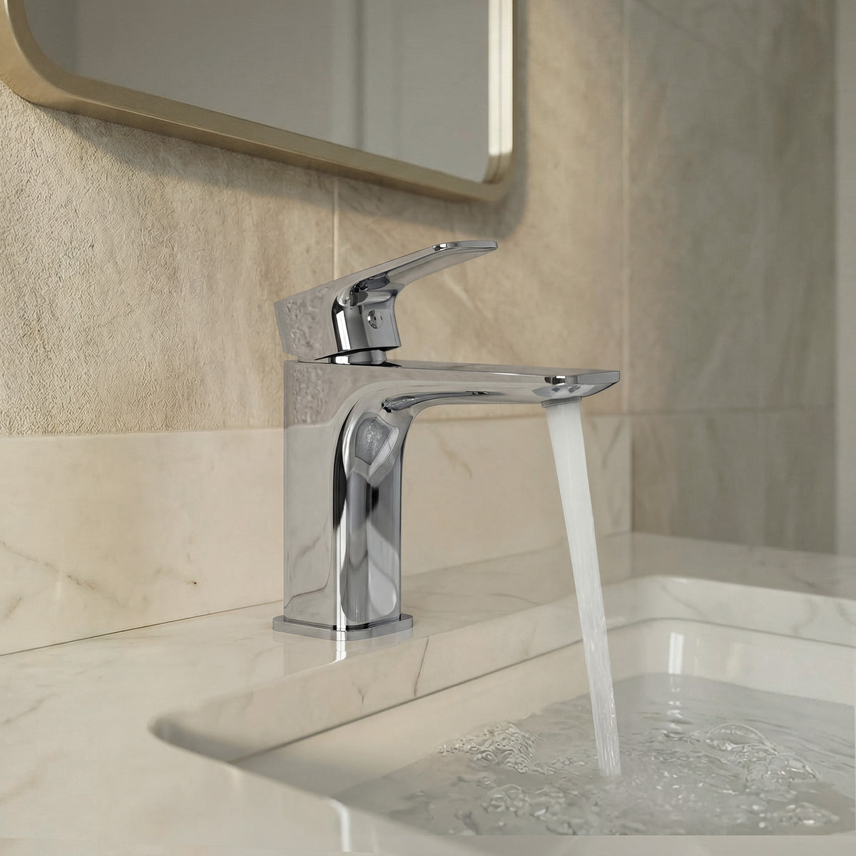 Single-Handle Bathroom Sink Faucet With Pop-Up Drain