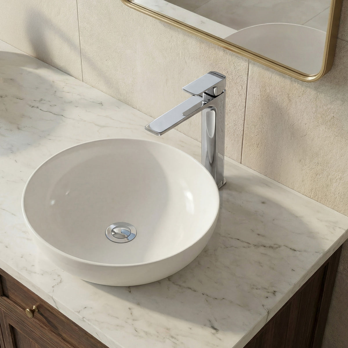 Single-Handle Vessel Bathroom Sink Faucet With Pop-Up Drain