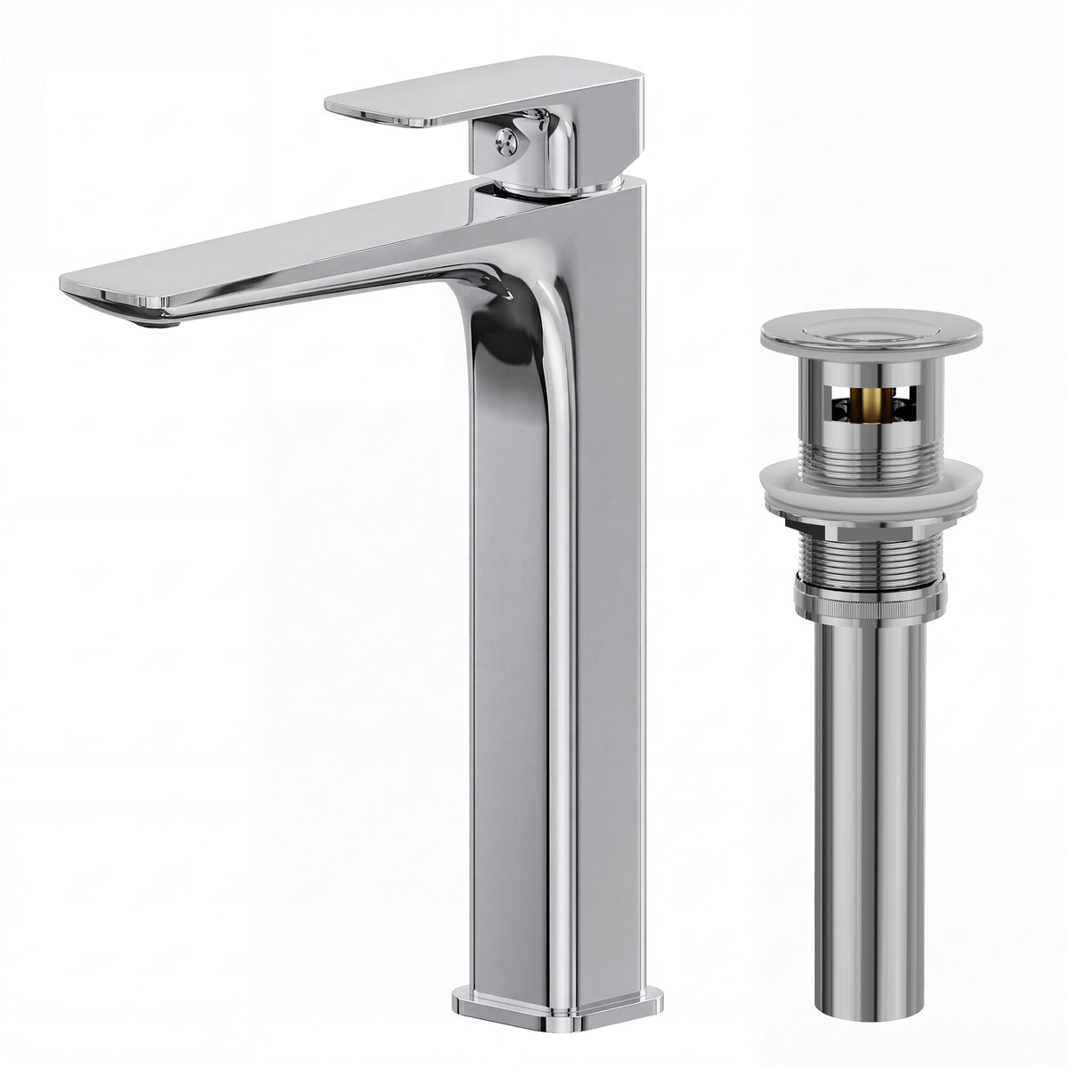 Single-Handle Vessel Bathroom Sink Faucet With Pop-Up Drain