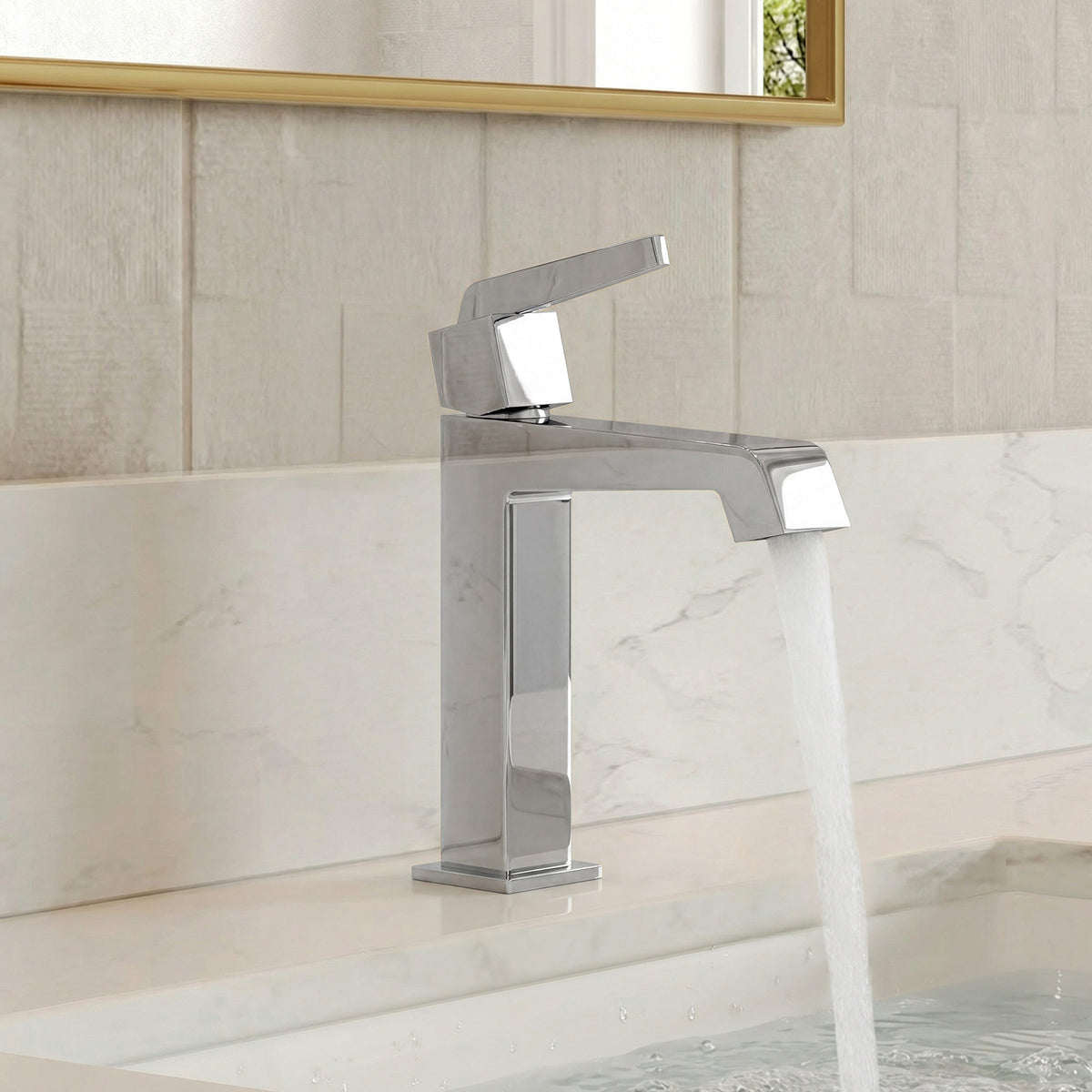 Single-Handle Bathroom Sink Faucet With Pop-Up Drain