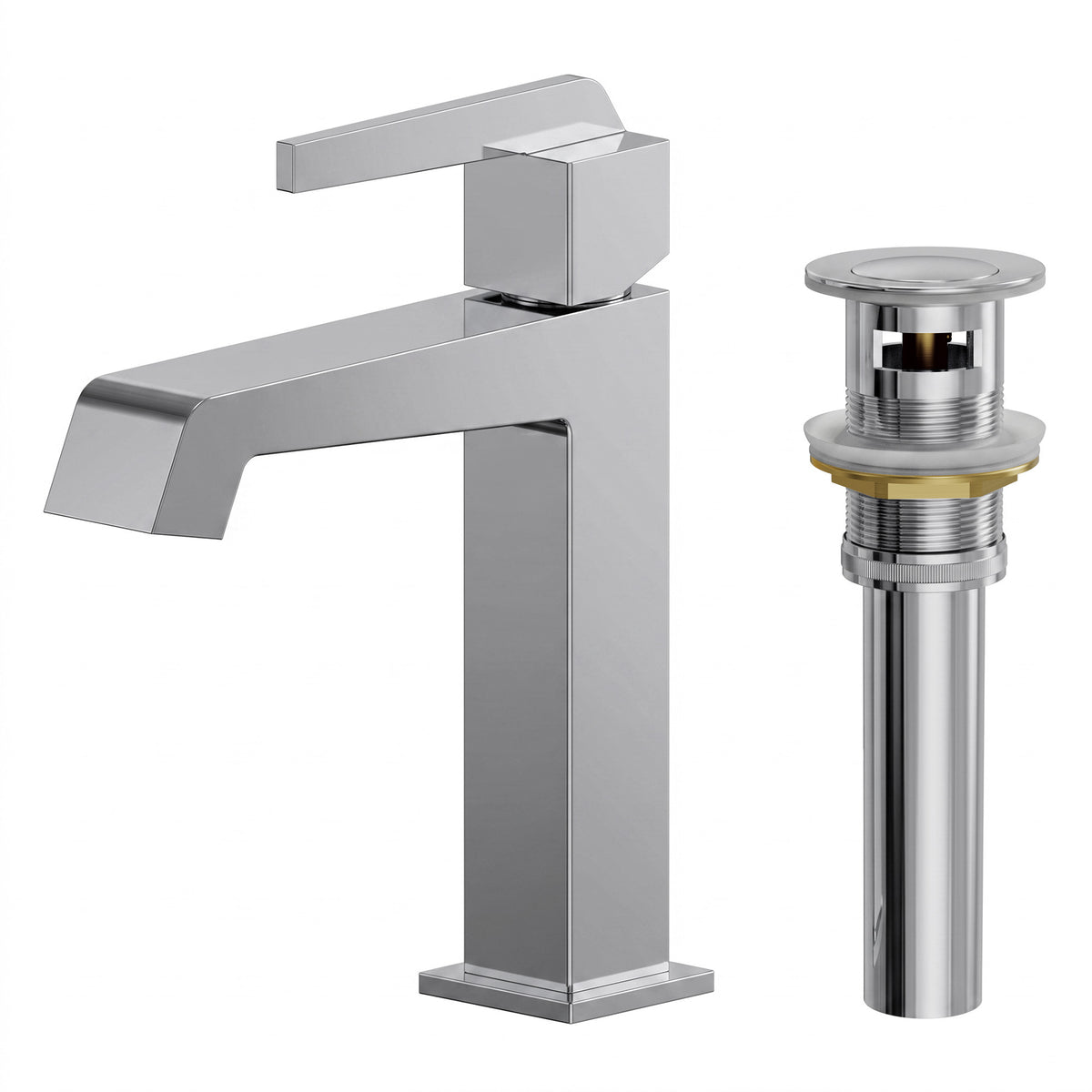 Single-Handle Bathroom Sink Faucet With Pop-Up Drain