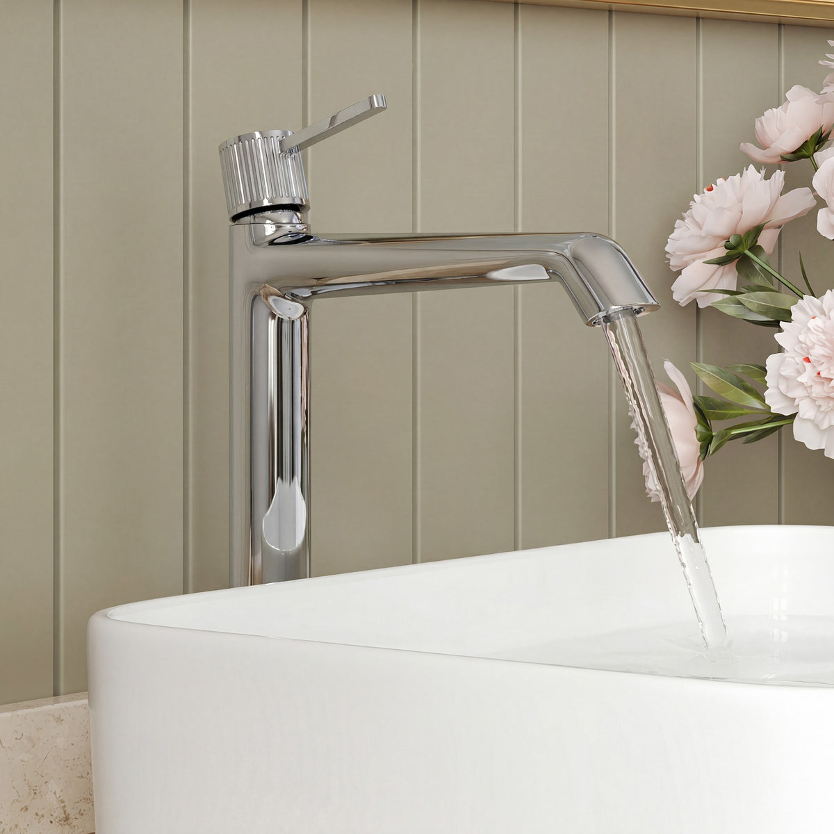 Single-Handle Vessel Bathroom Sink Faucet With Pop-Up Drain