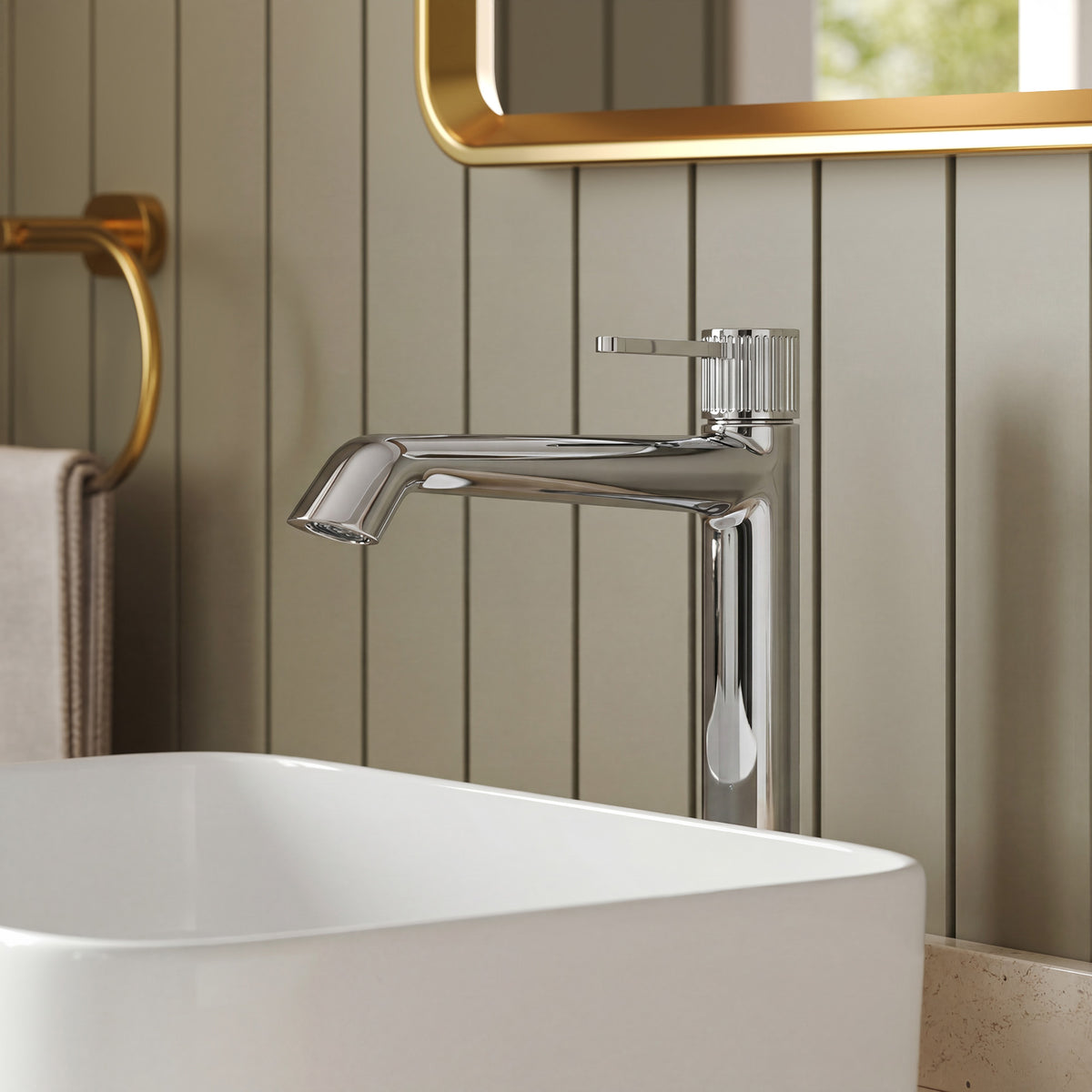 Single-Handle Vessel Bathroom Sink Faucet With Pop-Up Drain