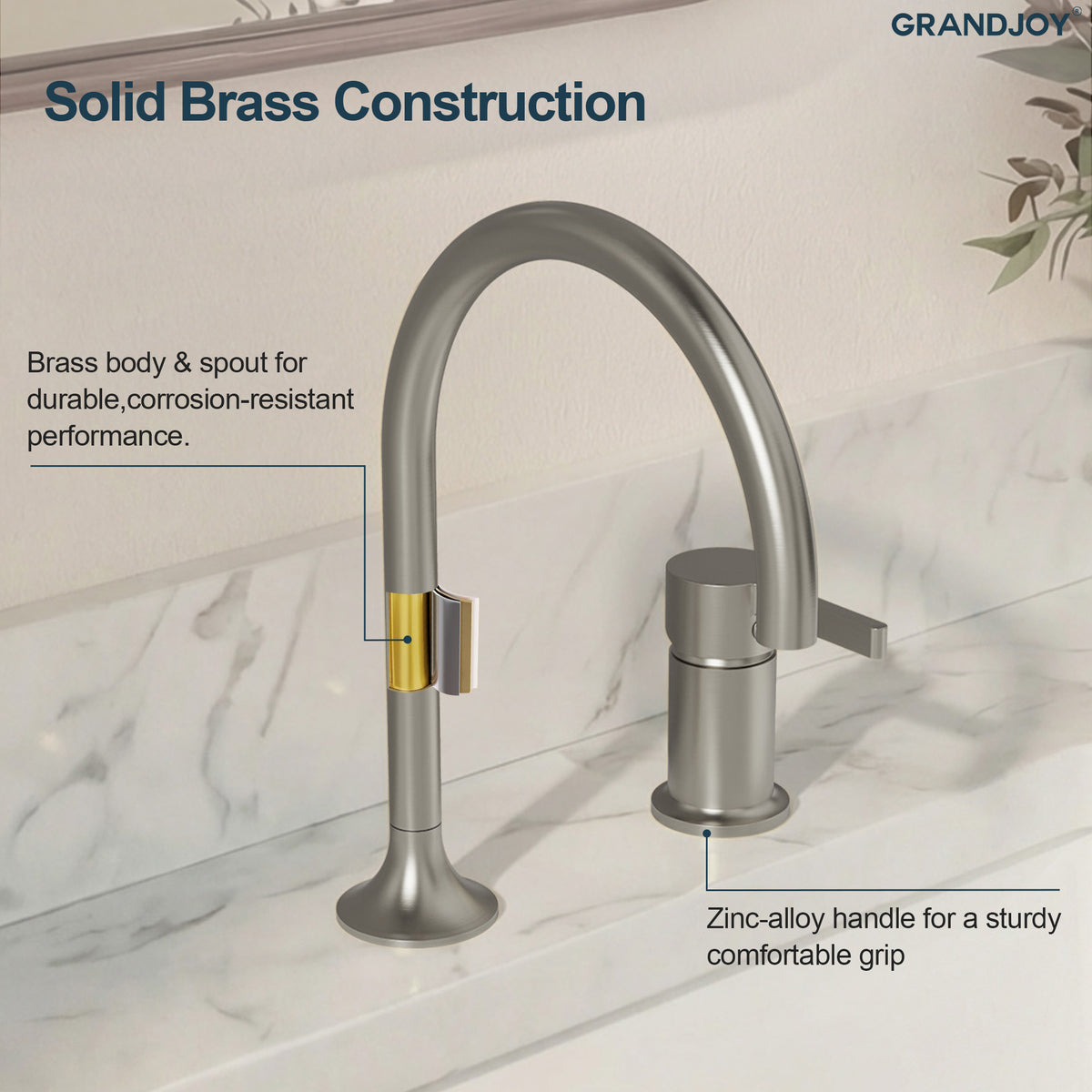 Two-Hole Bathroom Sink Faucet with 360-Degree Swivel Spout