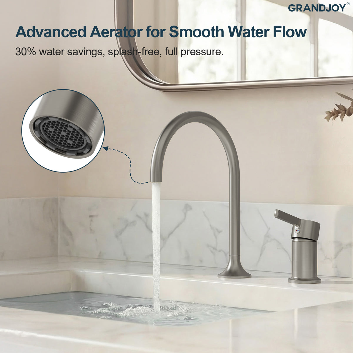 Two-Hole Bathroom Sink Faucet with 360-Degree Swivel Spout
