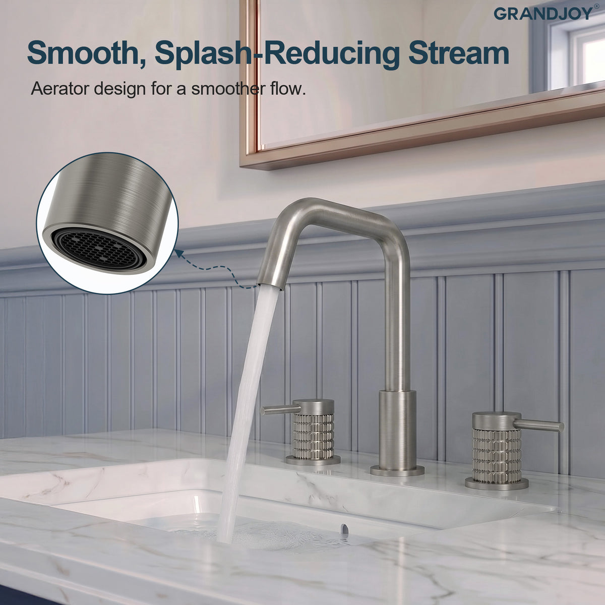 Three-Hole Widespread Bathroom Sink Faucet with 360-Degree Swivel Spout