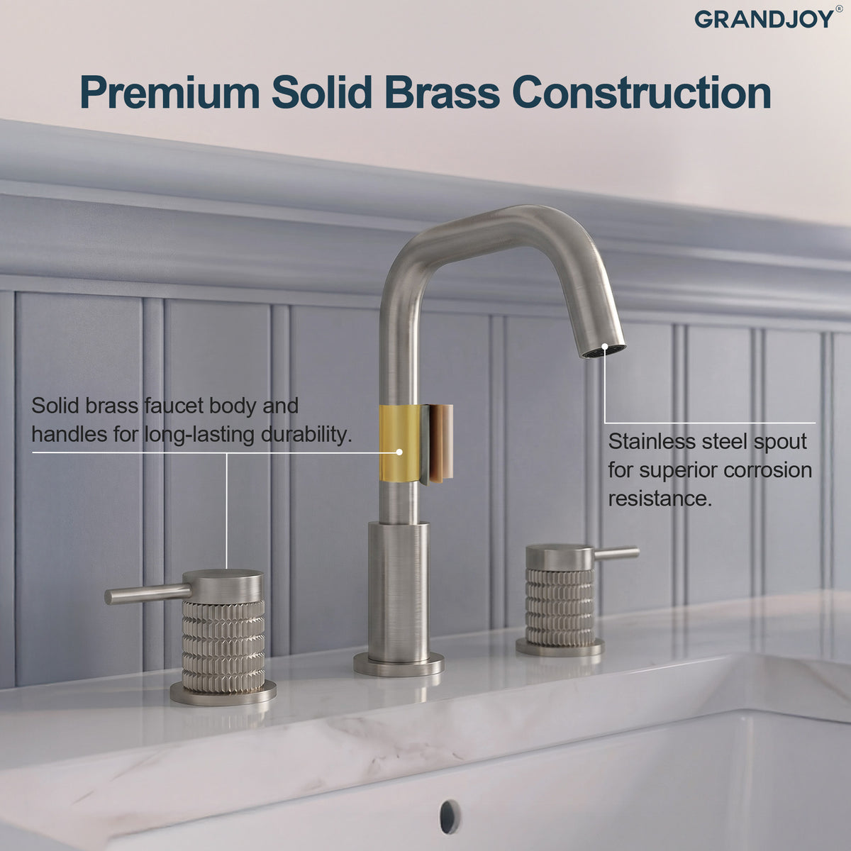 Three-Hole Widespread Bathroom Sink Faucet with 360-Degree Swivel Spout