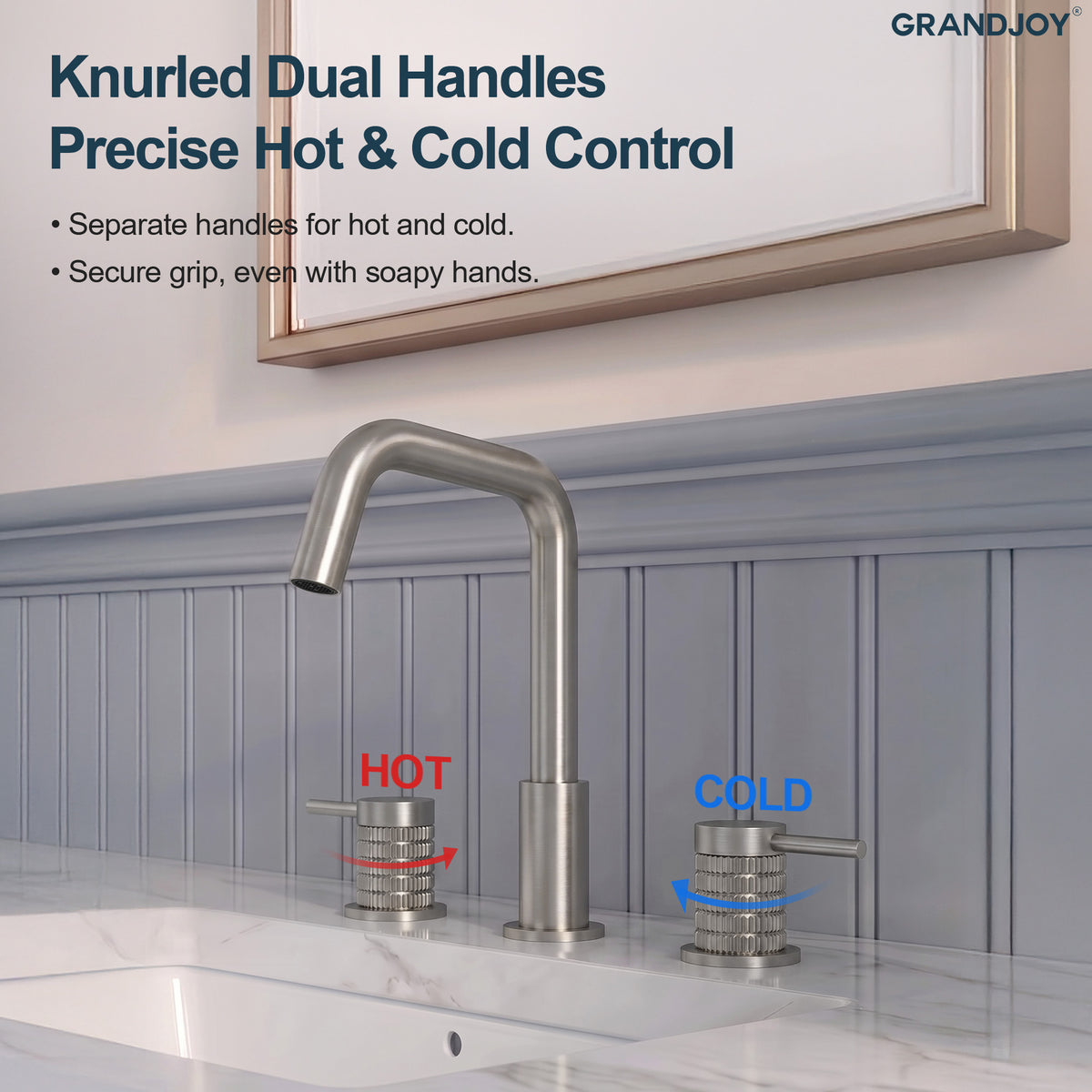 Three-Hole Widespread Bathroom Sink Faucet with 360-Degree Swivel Spout