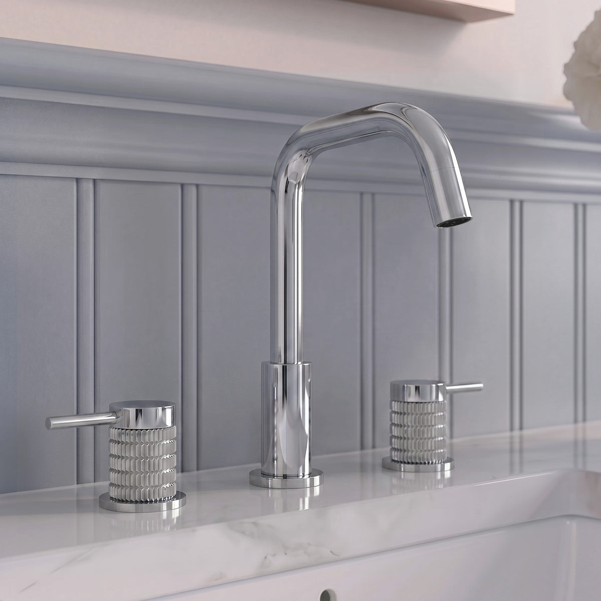 Three-Hole Widespread Bathroom Sink Faucet with 360-Degree Swivel Spout