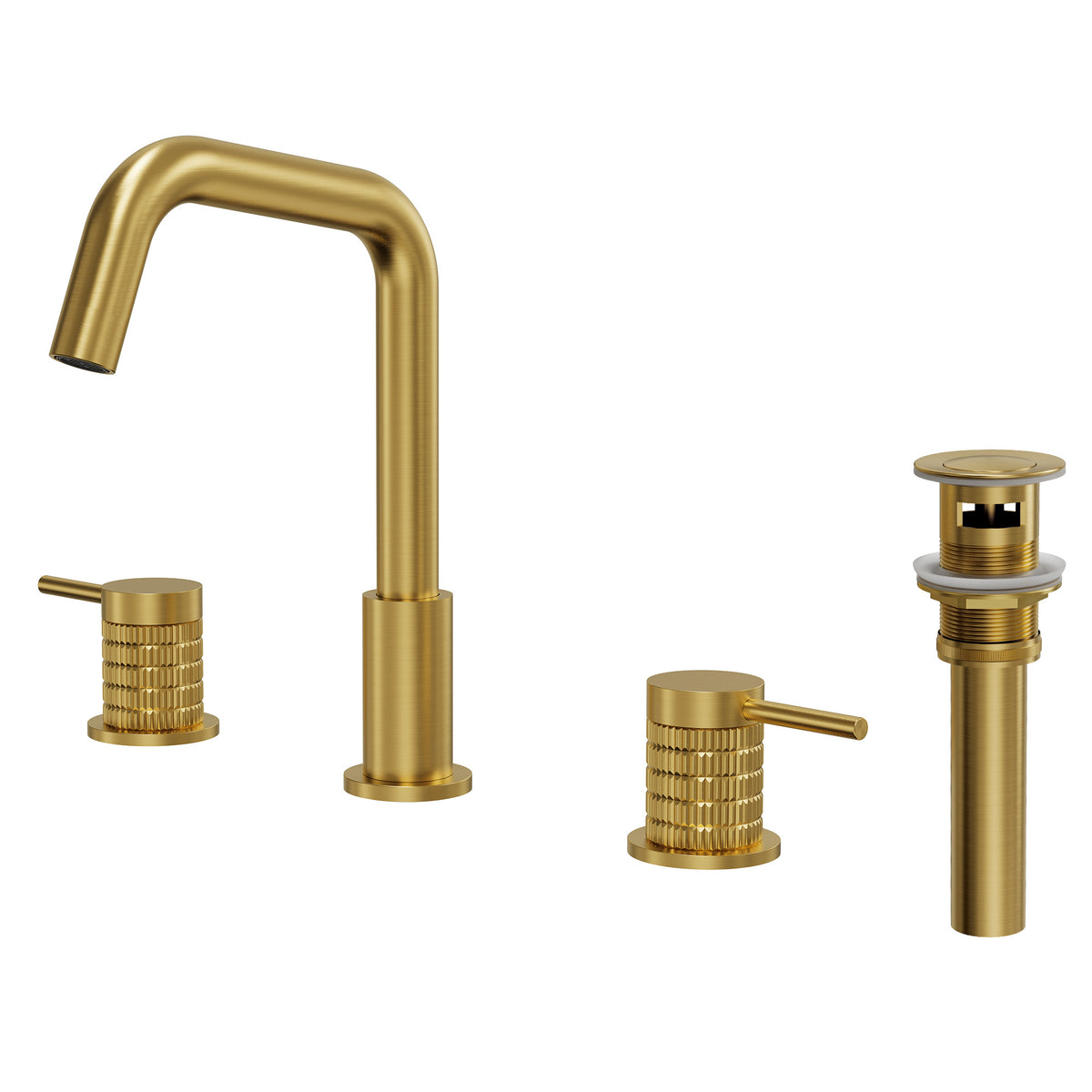 Three-Hole Widespread Bathroom Sink Faucet with 360-Degree Swivel Spout