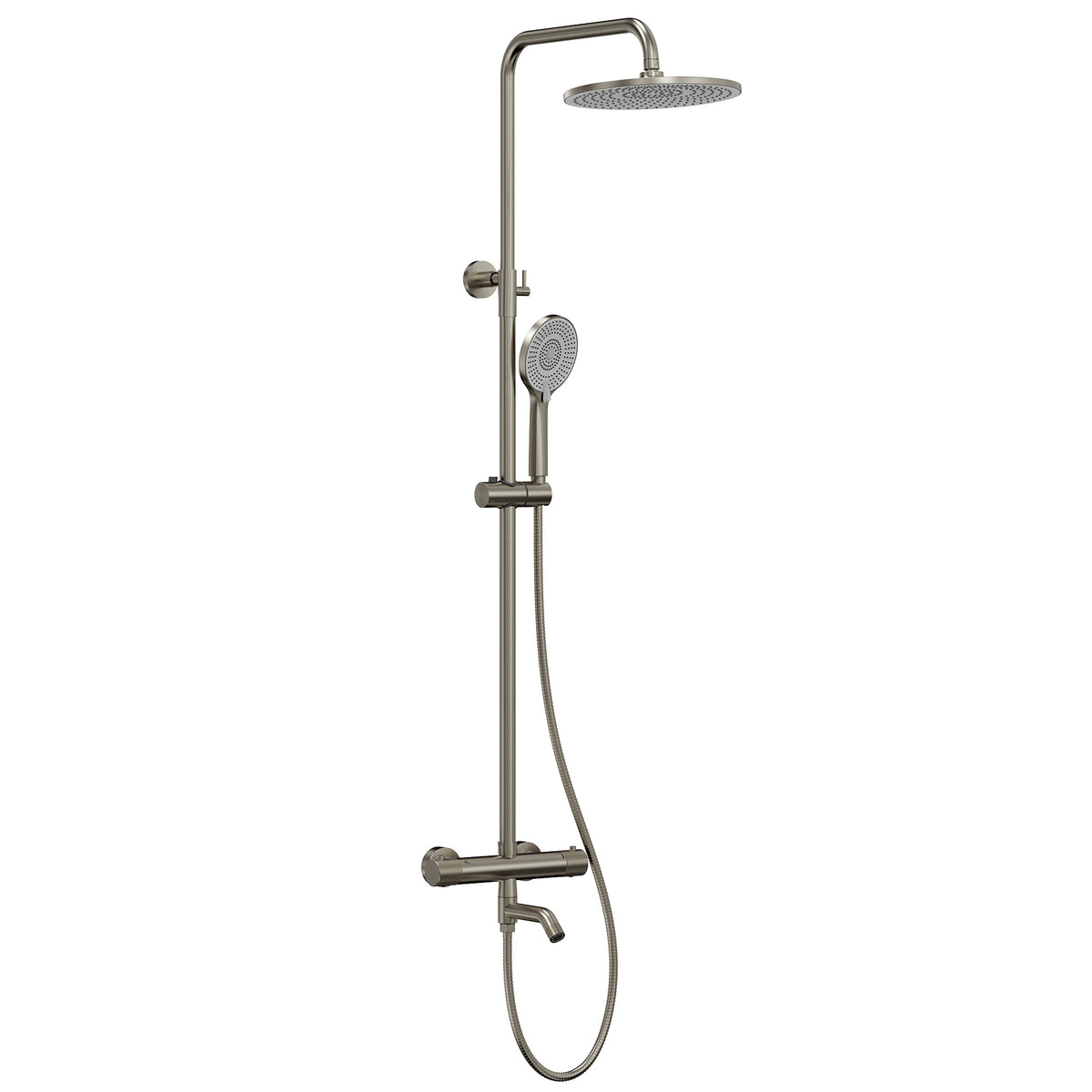 Exposed Thermostatic Tub and Shower System with 10-Inch Rain Shower Head