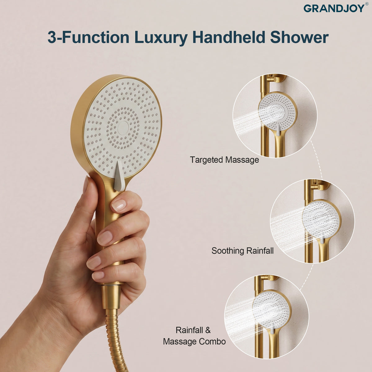 Exposed Thermostatic Tub and Shower System with 10-Inch Rain Shower Head
