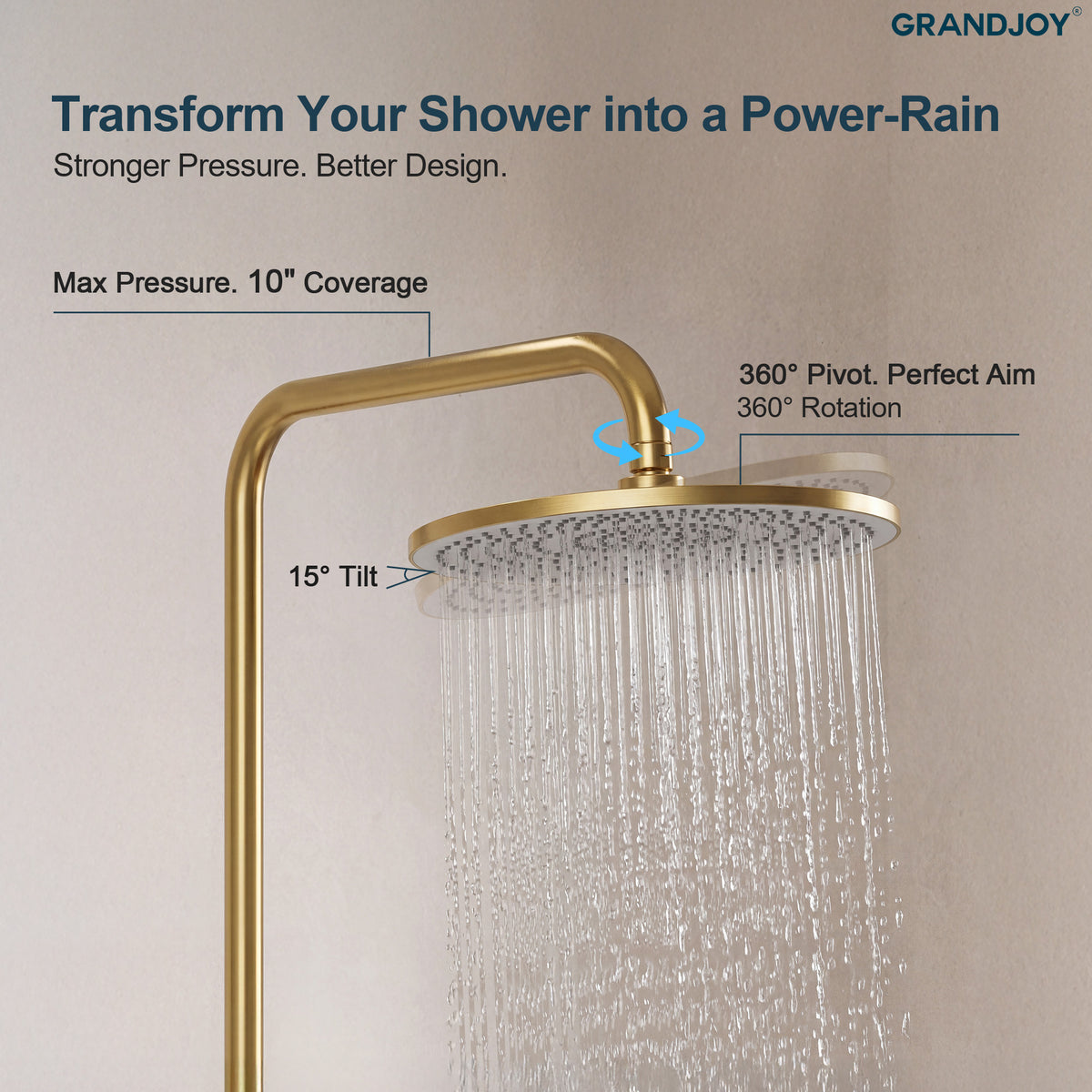 Exposed Thermostatic Tub and Shower System with 10-Inch Rain Shower Head
