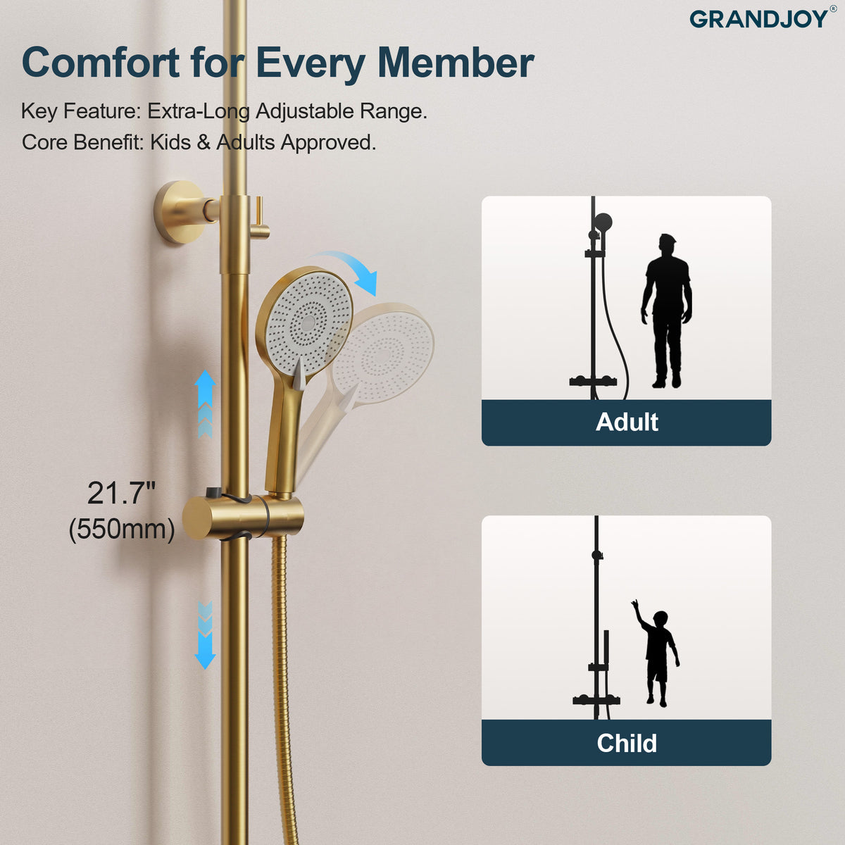 Exposed Thermostatic Tub and Shower System with 10-Inch Rain Shower Head
