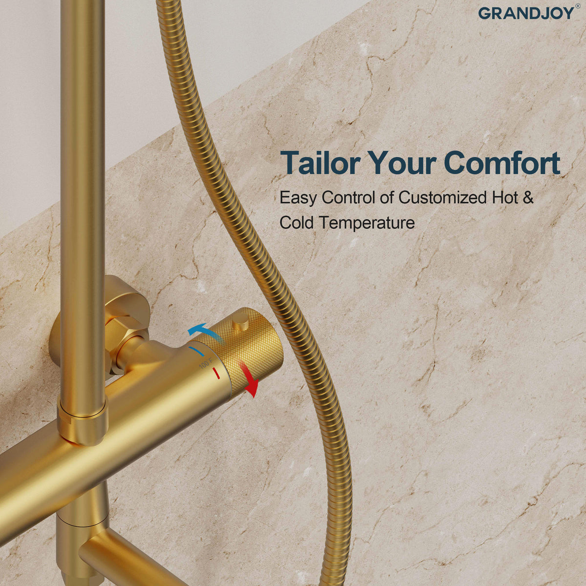 Exposed Thermostatic Tub and Shower System with 10-Inch Rain Shower Head