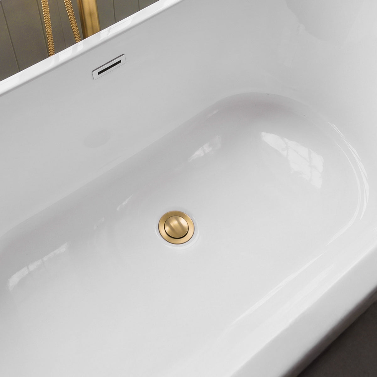 Pop-Up Bathtub Drain with Overflow and Brass Construction