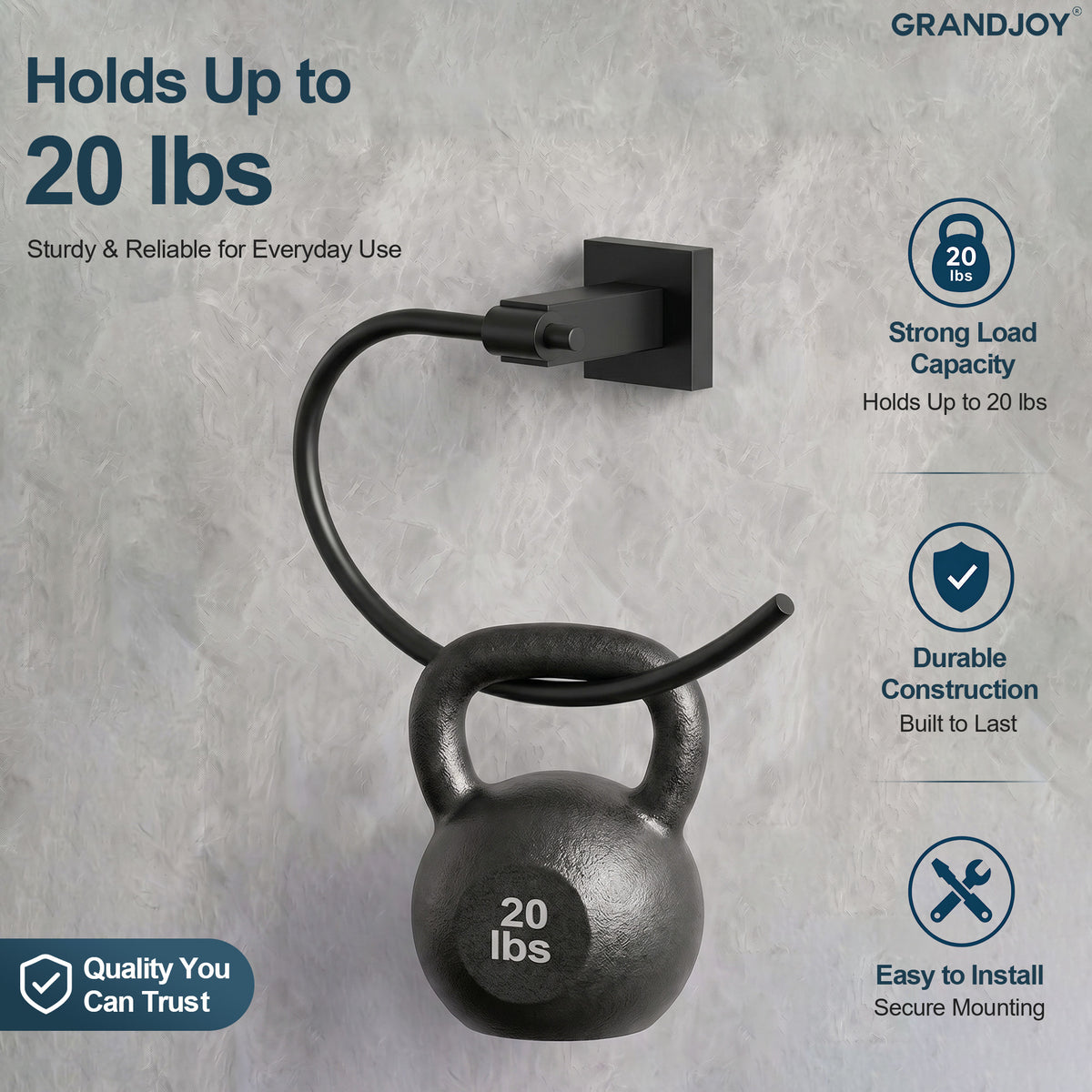 Square Wall-Mounted Swing-Arm Towel Ring with 180-Degree Pivot