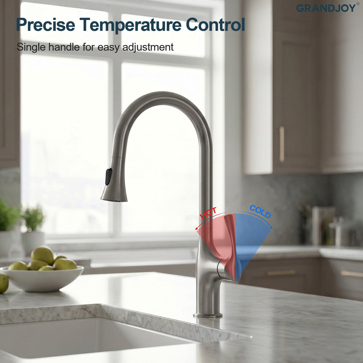 Pull-Down Kitchen Faucet with Dual-Mode Sprayer and Swivel Spout