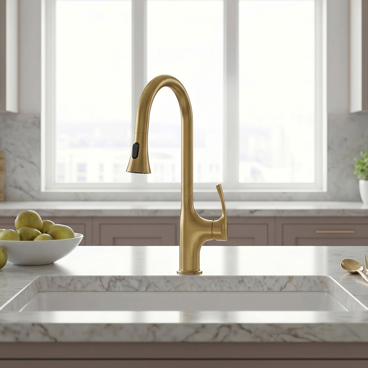 Pull-Down Kitchen Faucet with Dual-Mode Sprayer and Swivel Spout