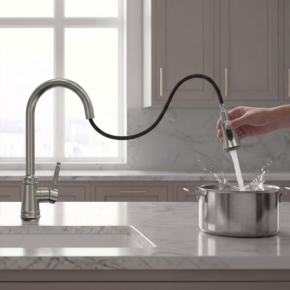7.5-Inch Pull-Down Kitchen Faucet with Dual Spray Modes