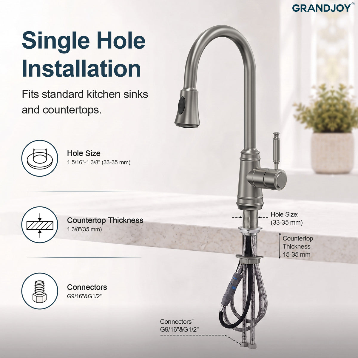 7.5-Inch Pull-Down Kitchen Faucet with Dual Spray Modes