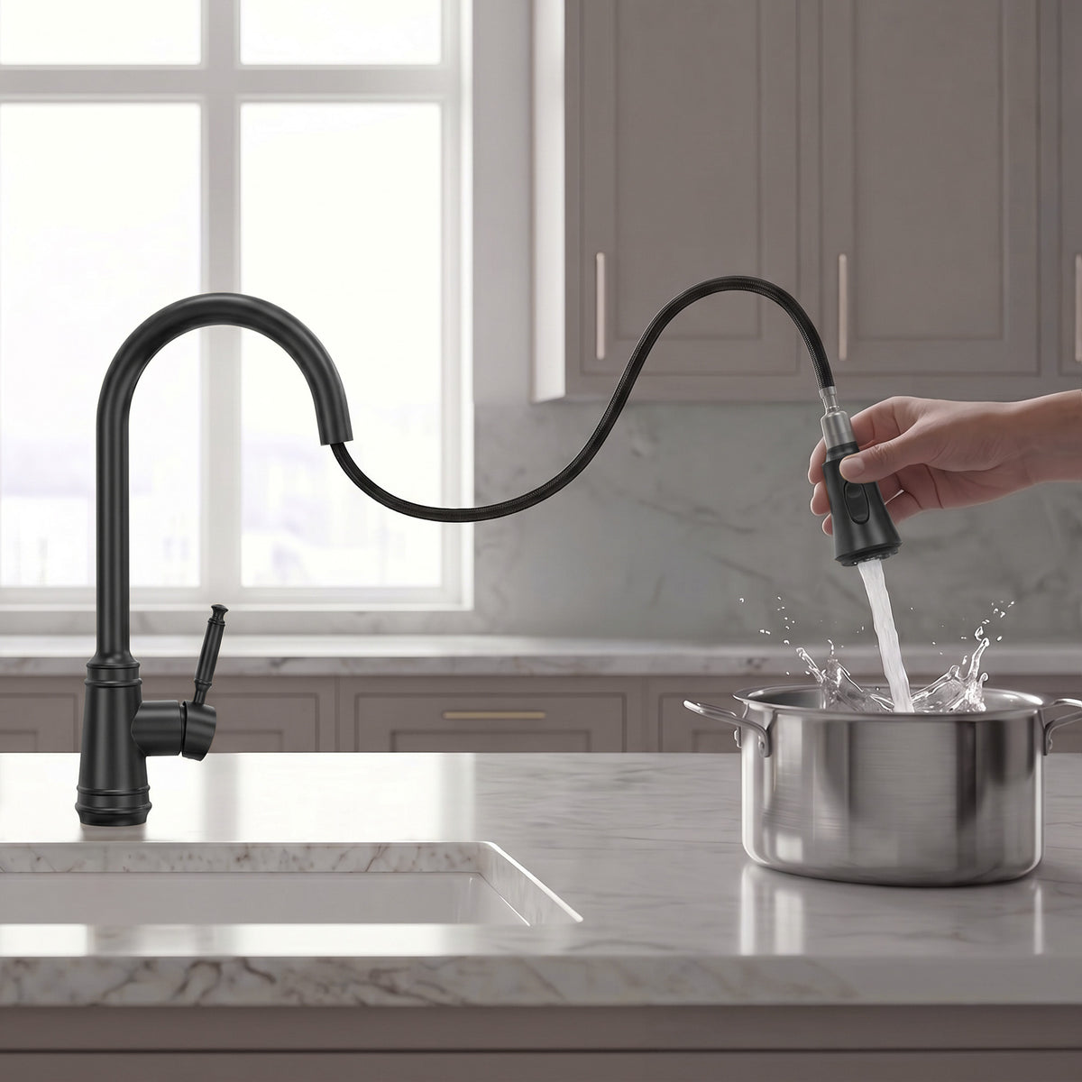 7.5-Inch Pull-Down Kitchen Faucet with Dual Spray Modes