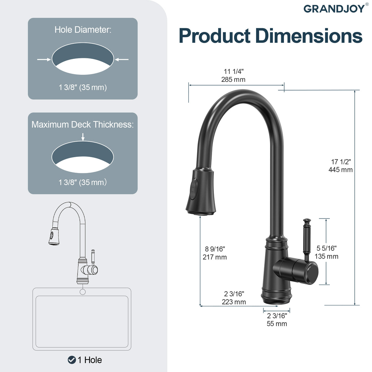 7.5-Inch Pull-Down Kitchen Faucet with Dual Spray Modes