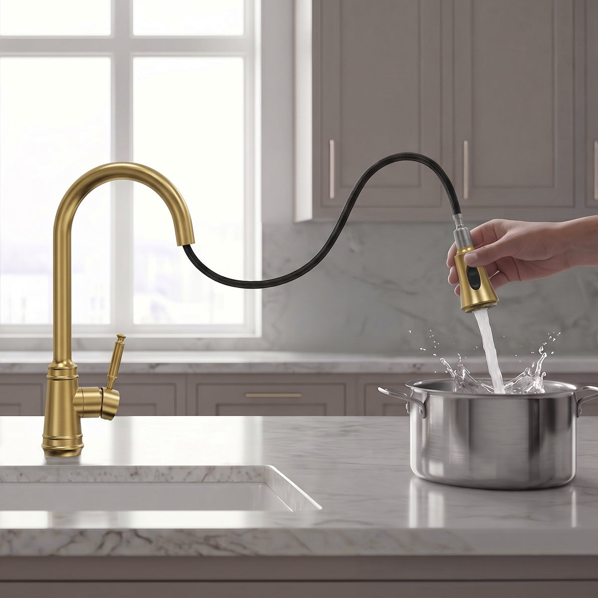 7.5-Inch Pull-Down Kitchen Faucet with Dual Spray Modes