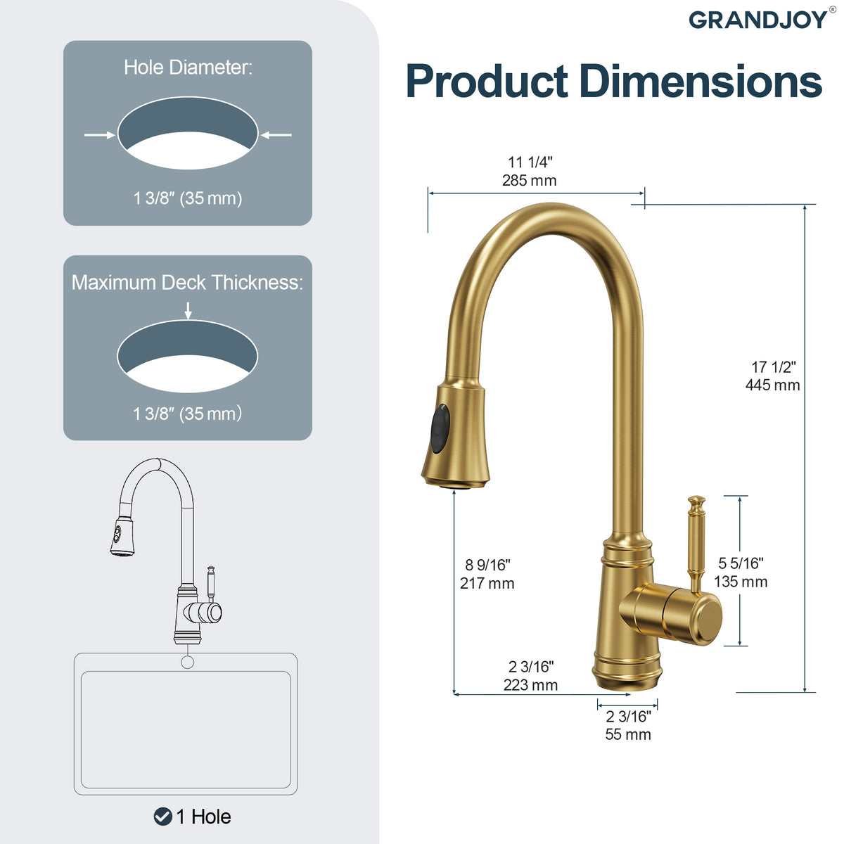 7.5-Inch Pull-Down Kitchen Faucet with Dual Spray Modes