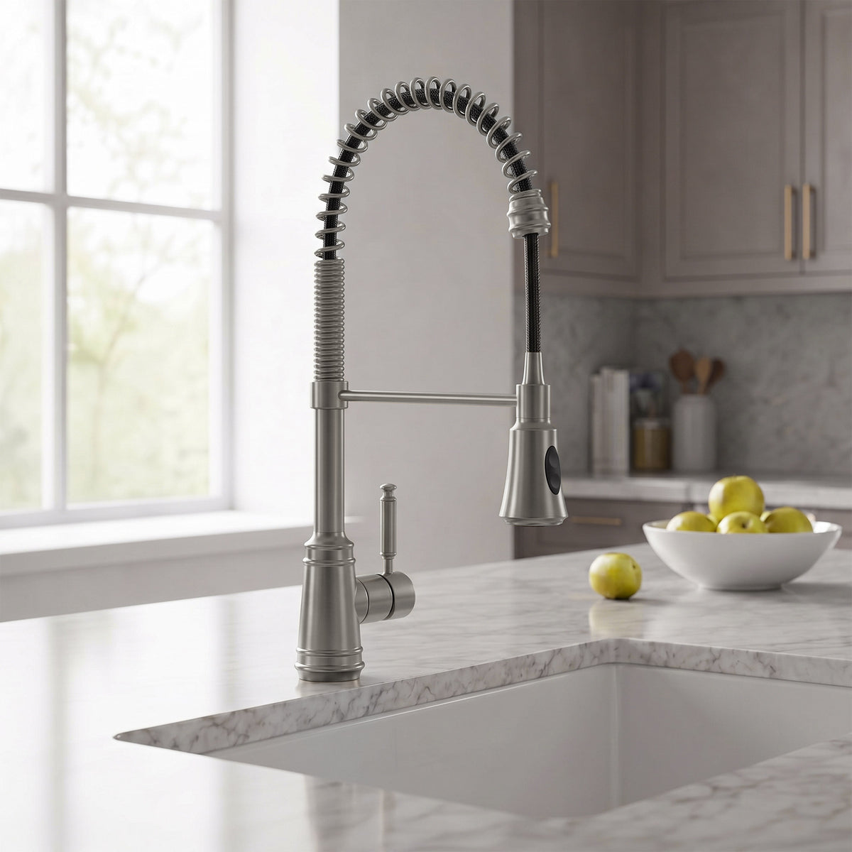 Pre-Rinse Spring Pull-Down Kitchen Faucet with Dual Spray Modes