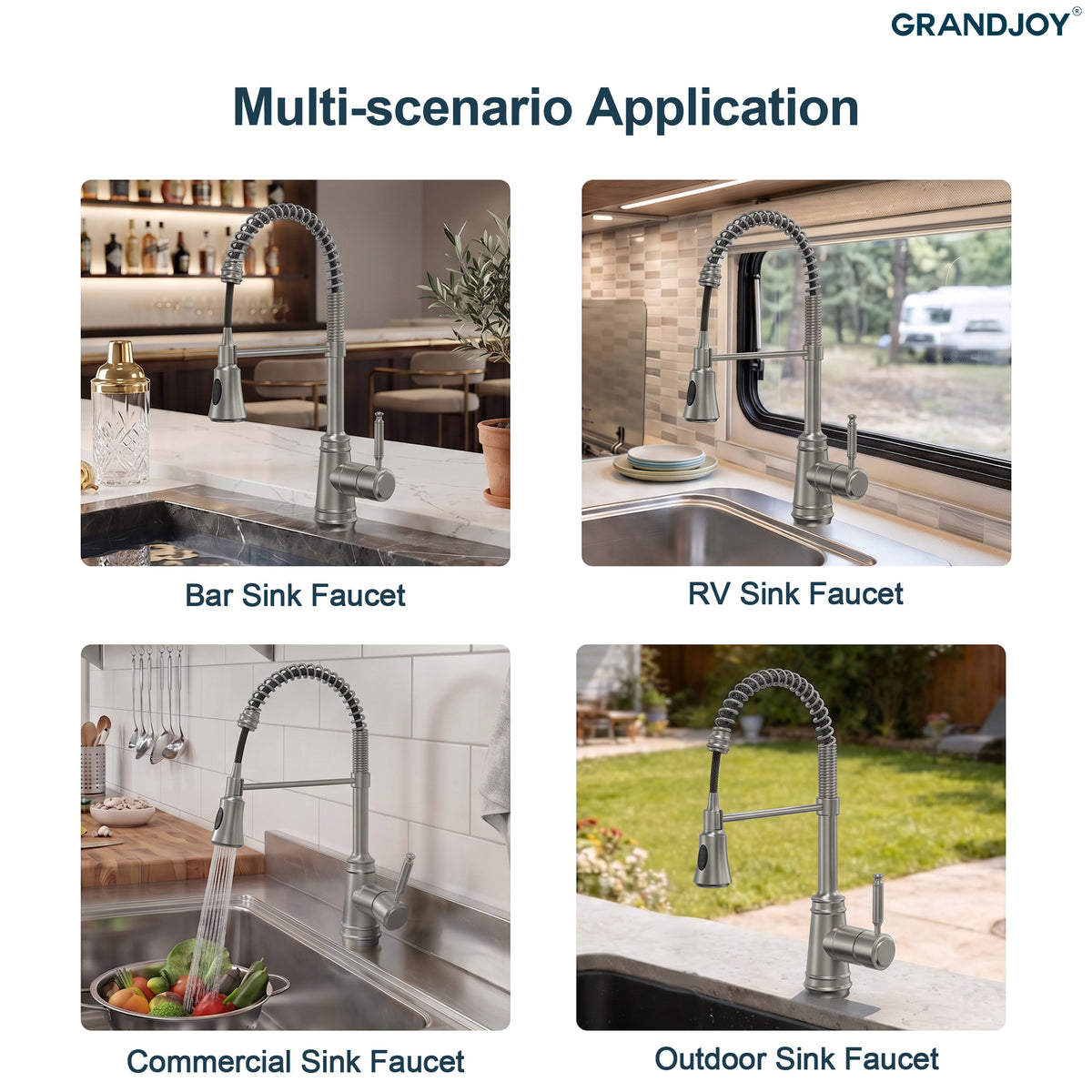 Pre-Rinse Spring Pull-Down Kitchen Faucet with Dual Spray Modes