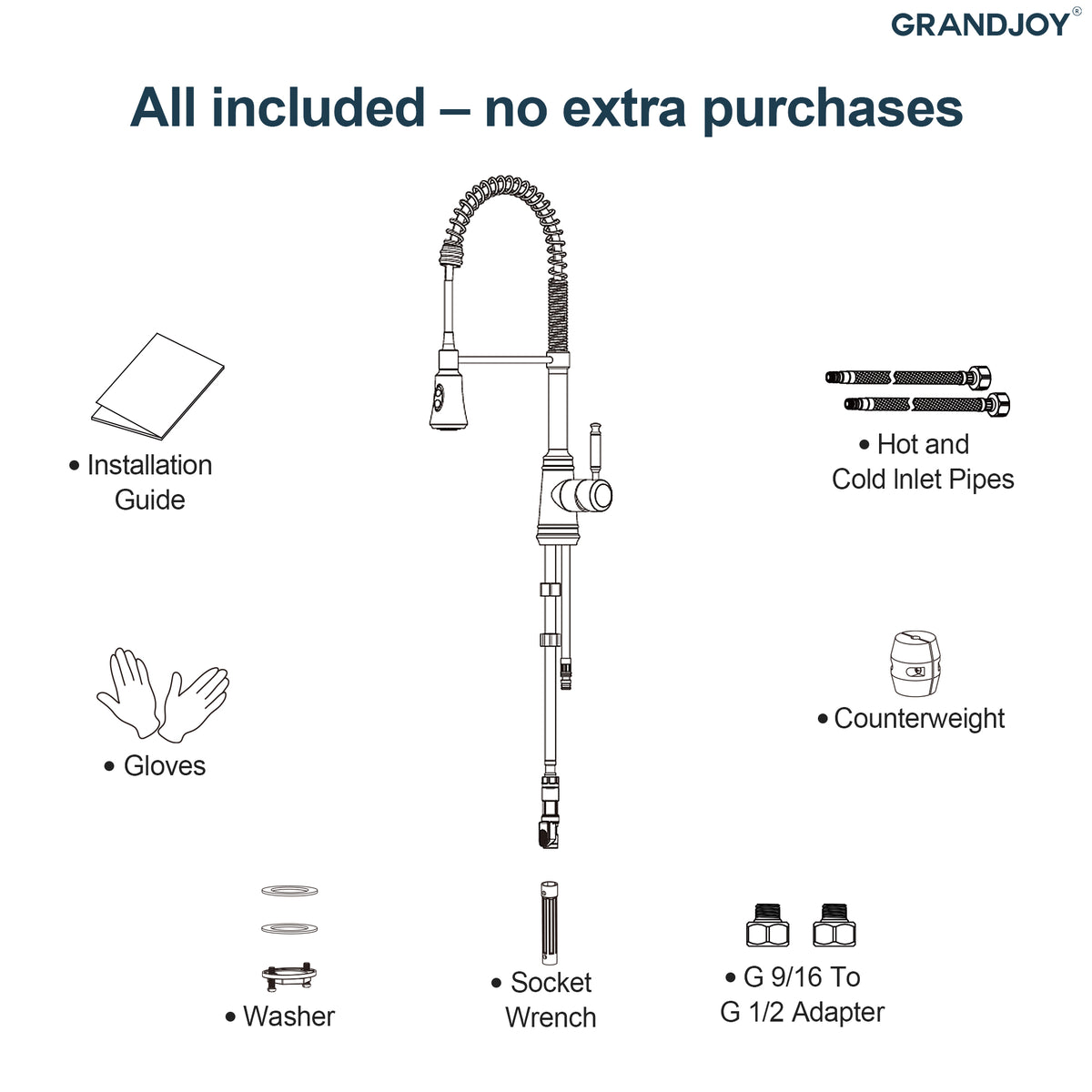 Pre-Rinse Spring Pull-Down Kitchen Faucet with Dual Spray Modes