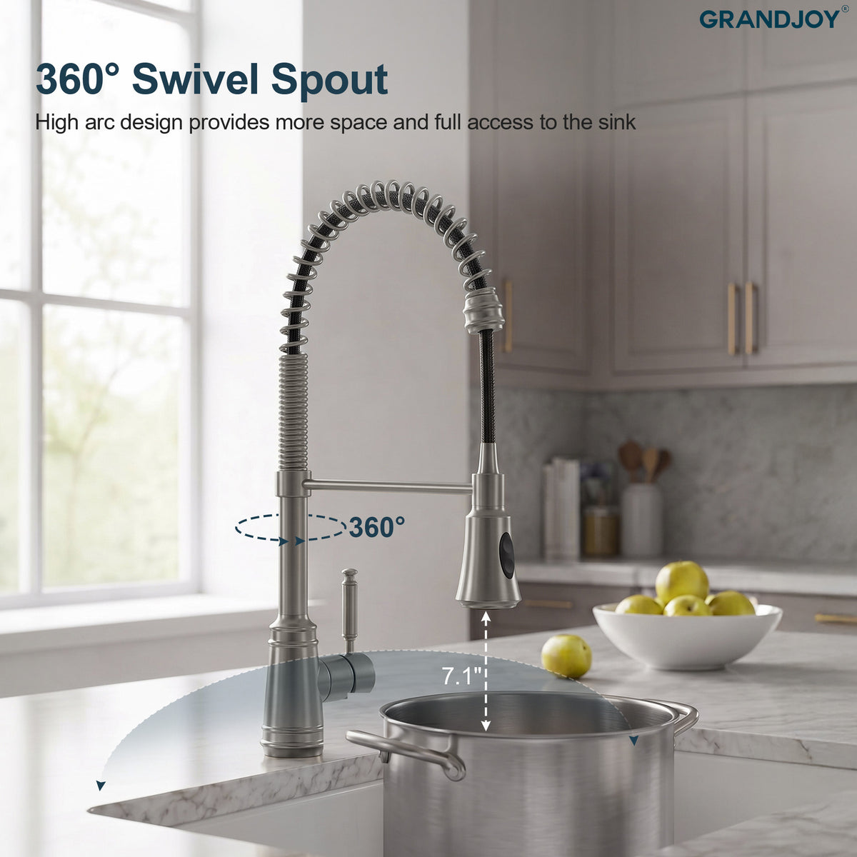 Pre-Rinse Spring Pull-Down Kitchen Faucet with Dual Spray Modes