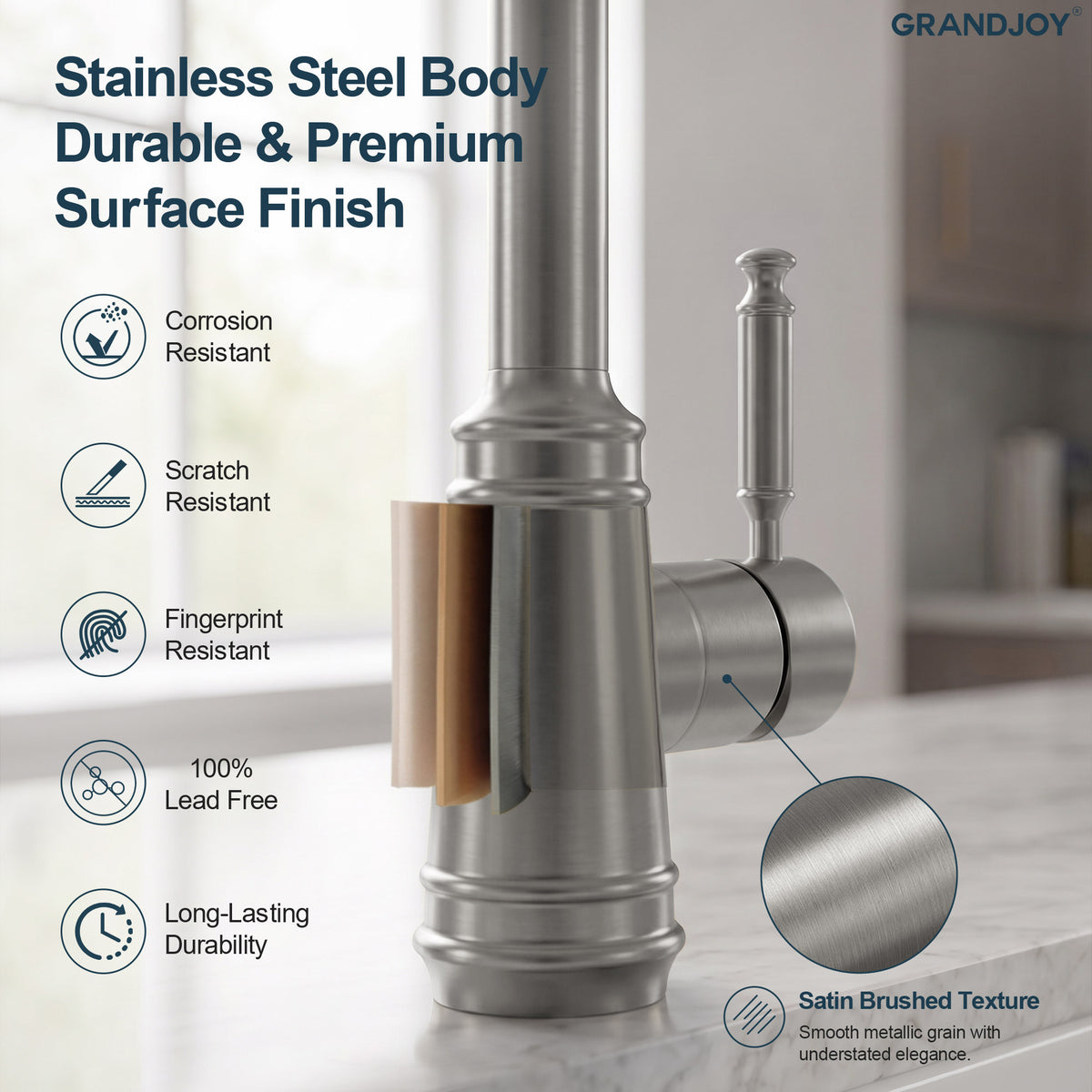 Pre-Rinse Spring Pull-Down Kitchen Faucet with Dual Spray Modes