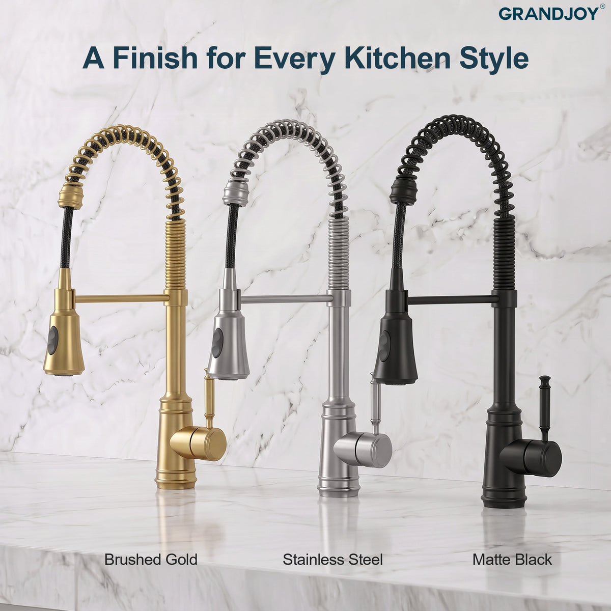 Pre-Rinse Spring Pull-Down Kitchen Faucet with Dual Spray Modes