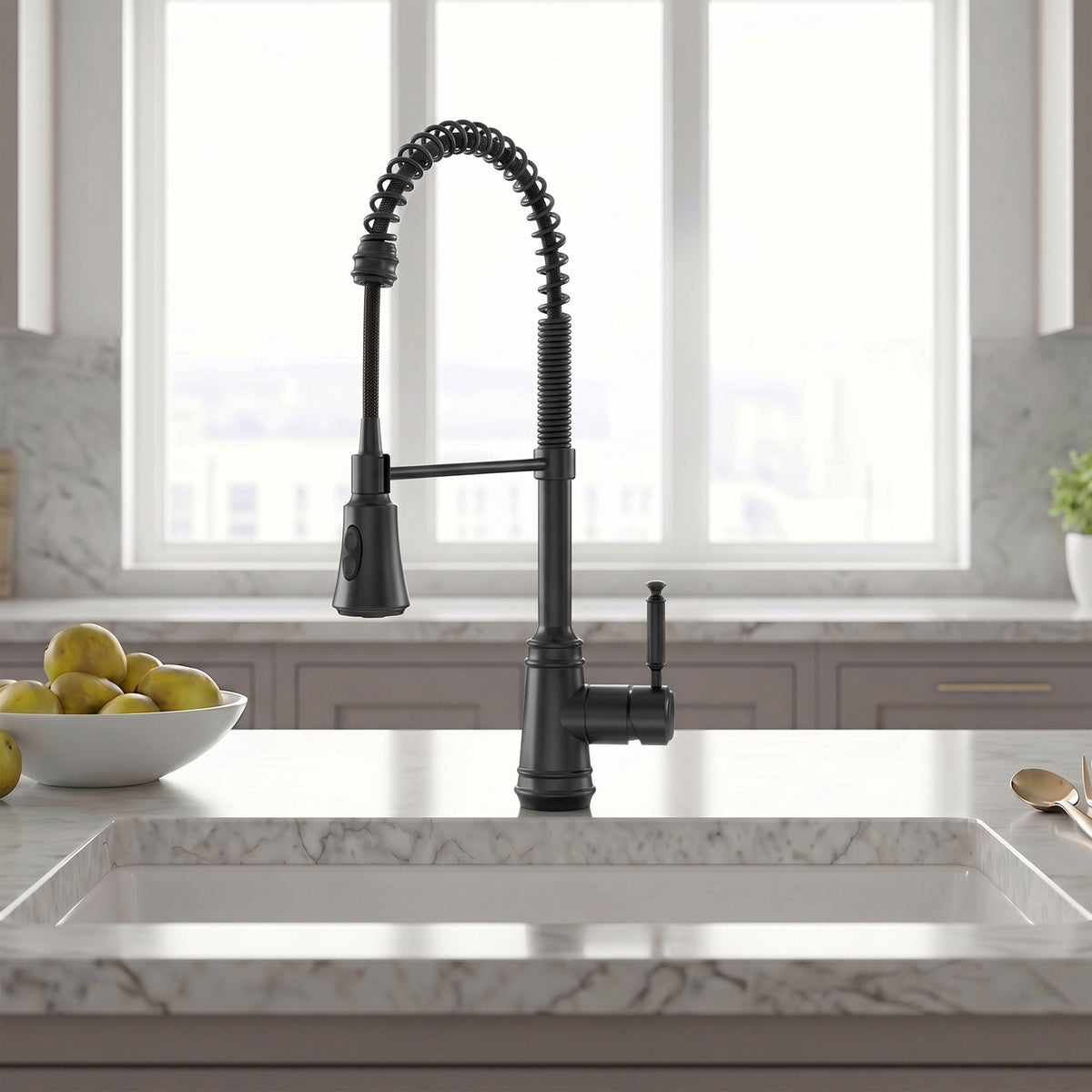Pre-Rinse Spring Pull-Down Kitchen Faucet with Dual Spray Modes