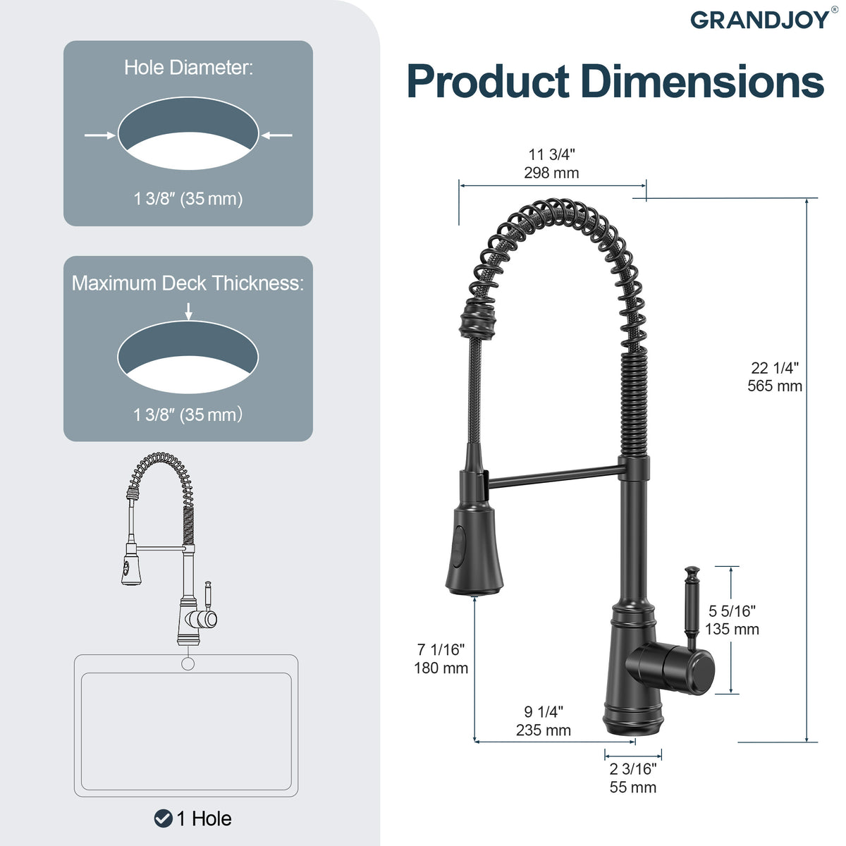 Pre-Rinse Spring Pull-Down Kitchen Faucet with Dual Spray Modes