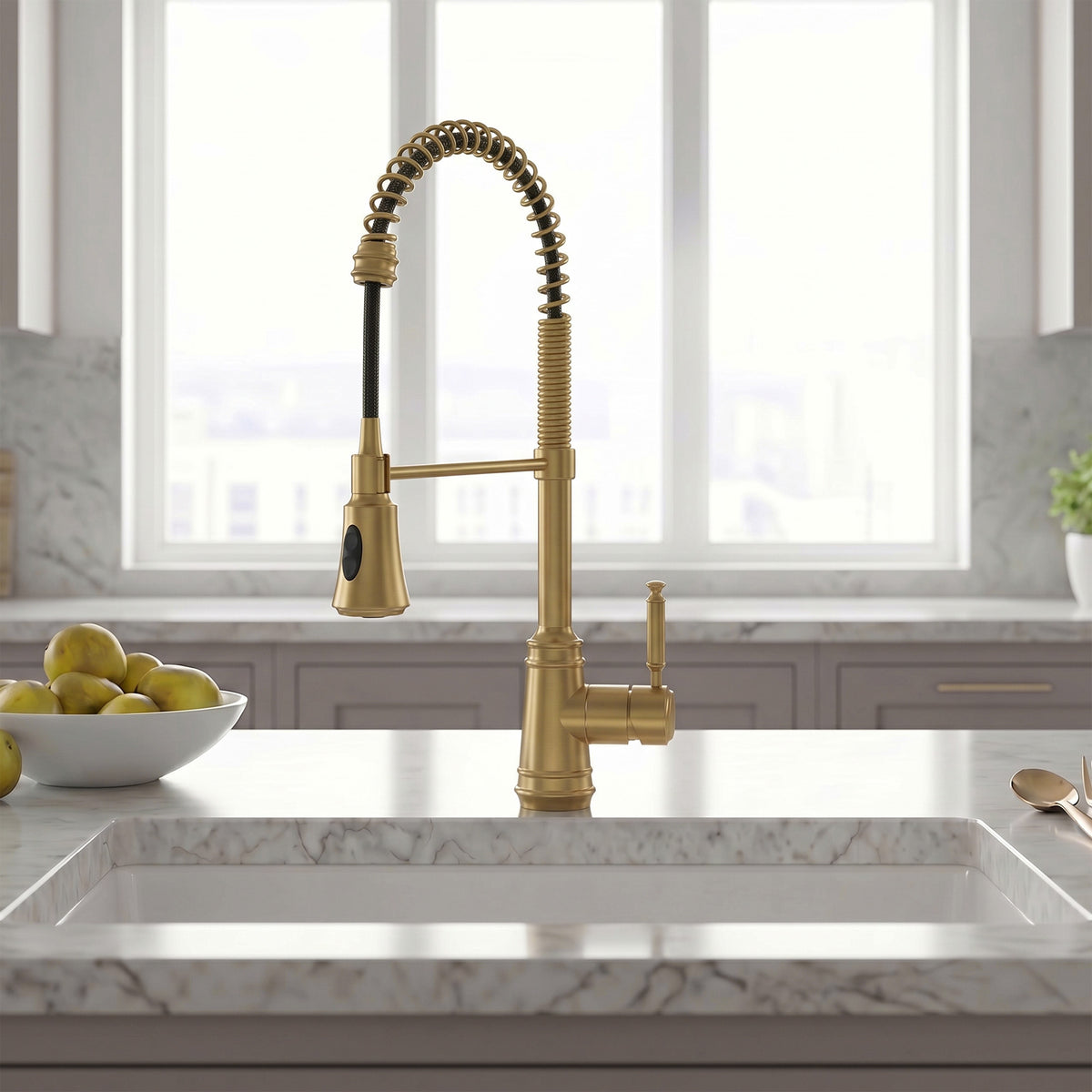 Pre-Rinse Spring Pull-Down Kitchen Faucet with Dual Spray Modes