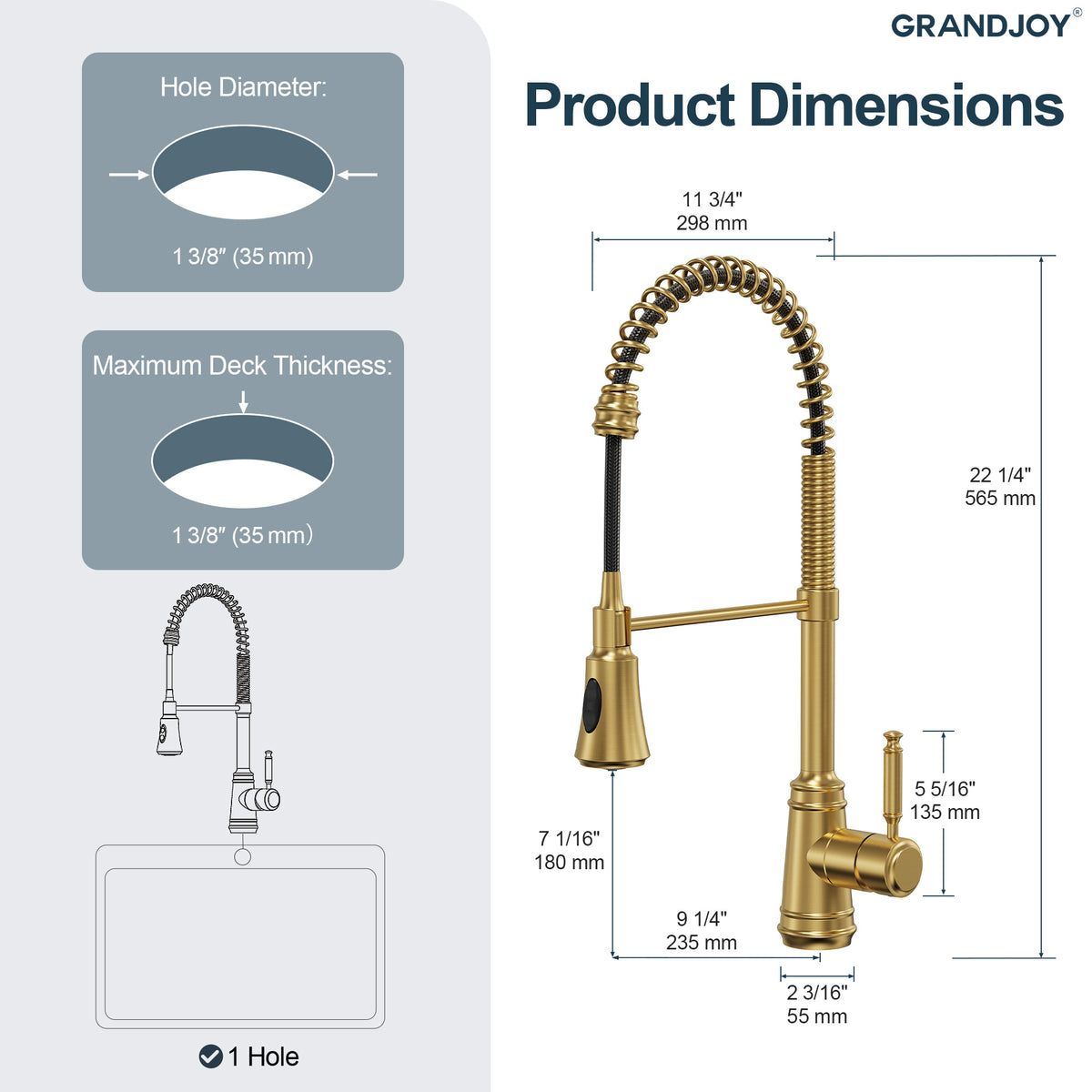Pre-Rinse Spring Pull-Down Kitchen Faucet with Dual Spray Modes