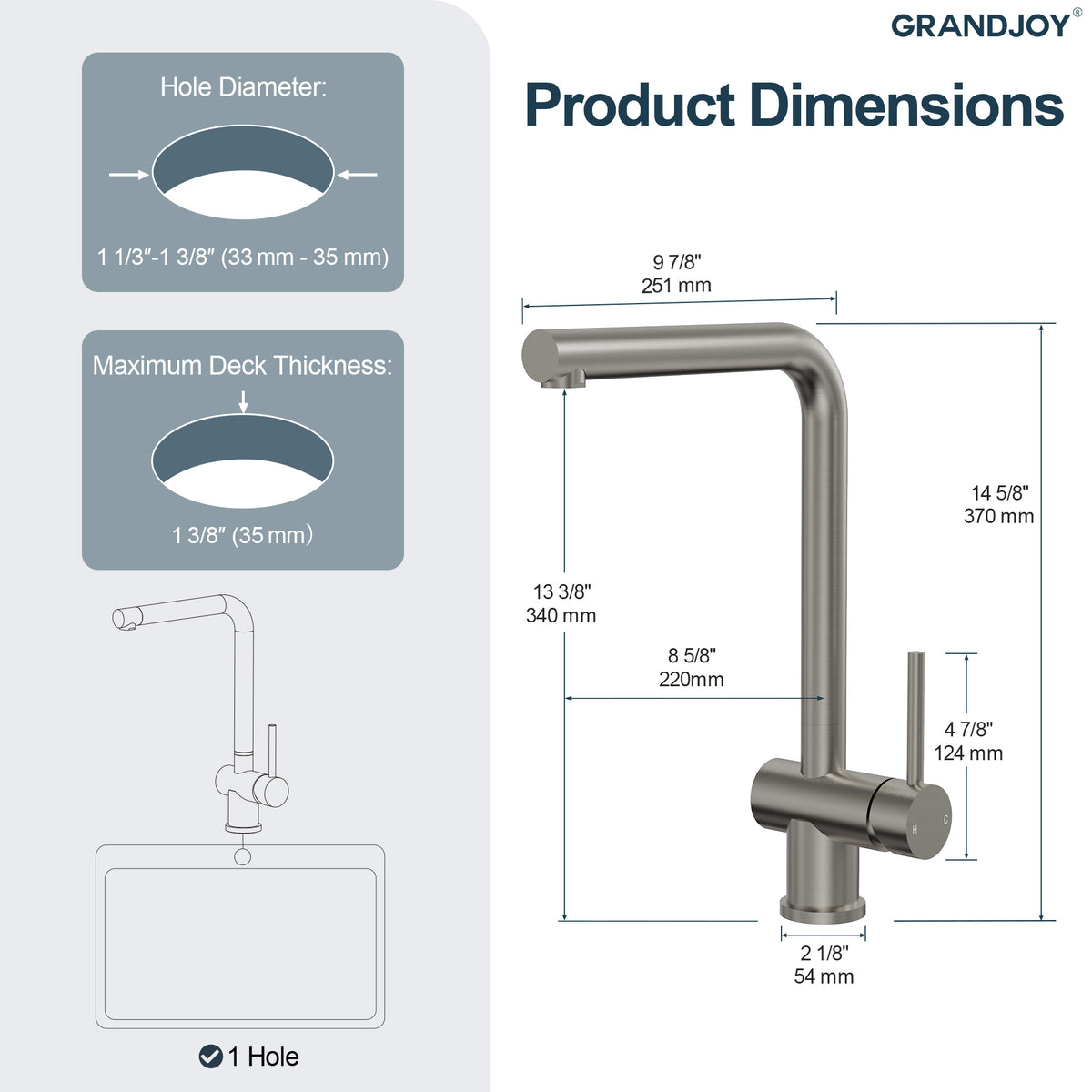 Single-Handle Bar Kitchen Faucet with 360-Degree Swivel Spout