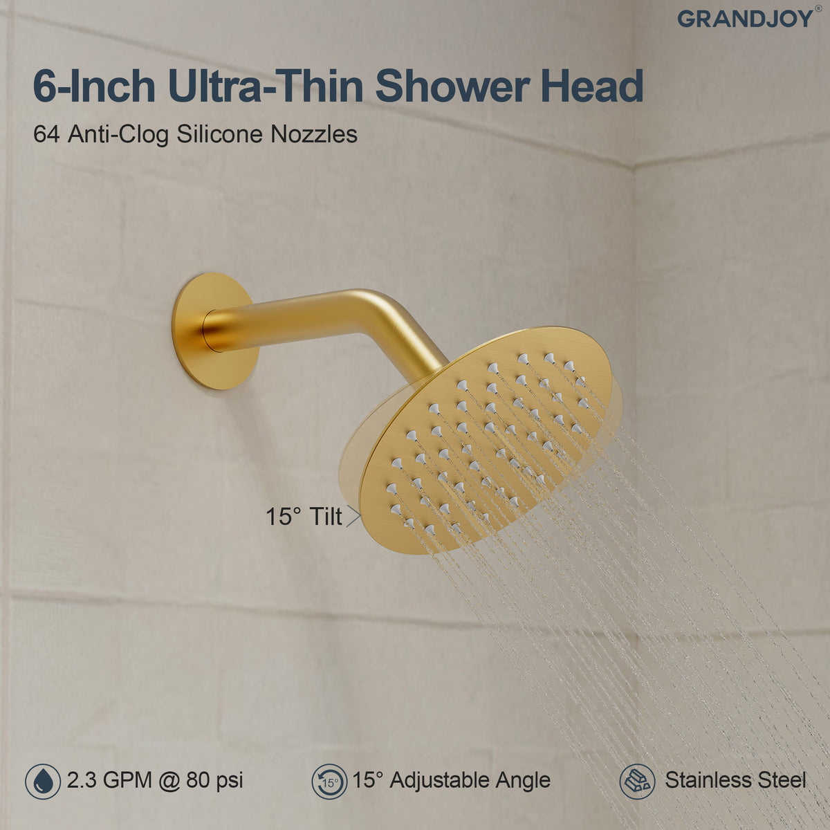 Round Wall-Mounted Rain Shower System with Pressure-Balanced Valve