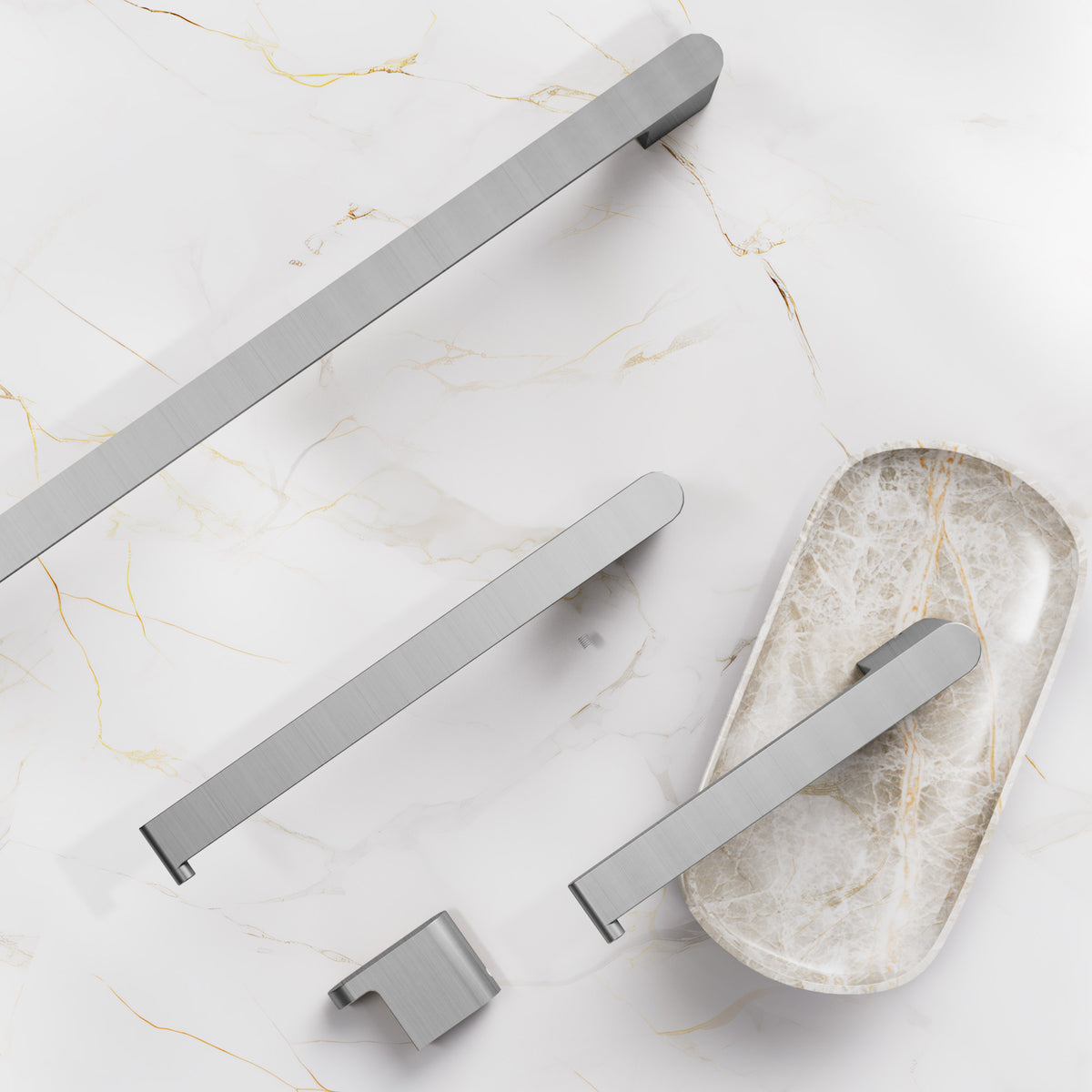 Four-Piece Wall-Mounted Stainless Steel Bathroom Towel Rack Set