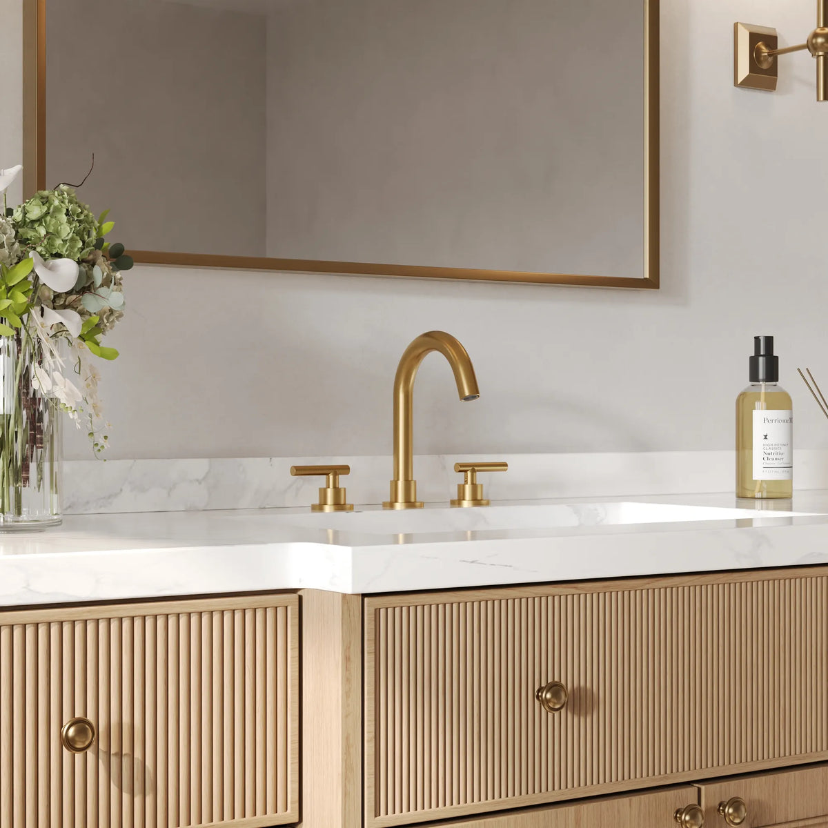 Two-Handle Mid Arc Widespread Bathroom Sink Faucet With Pop-Up Drain