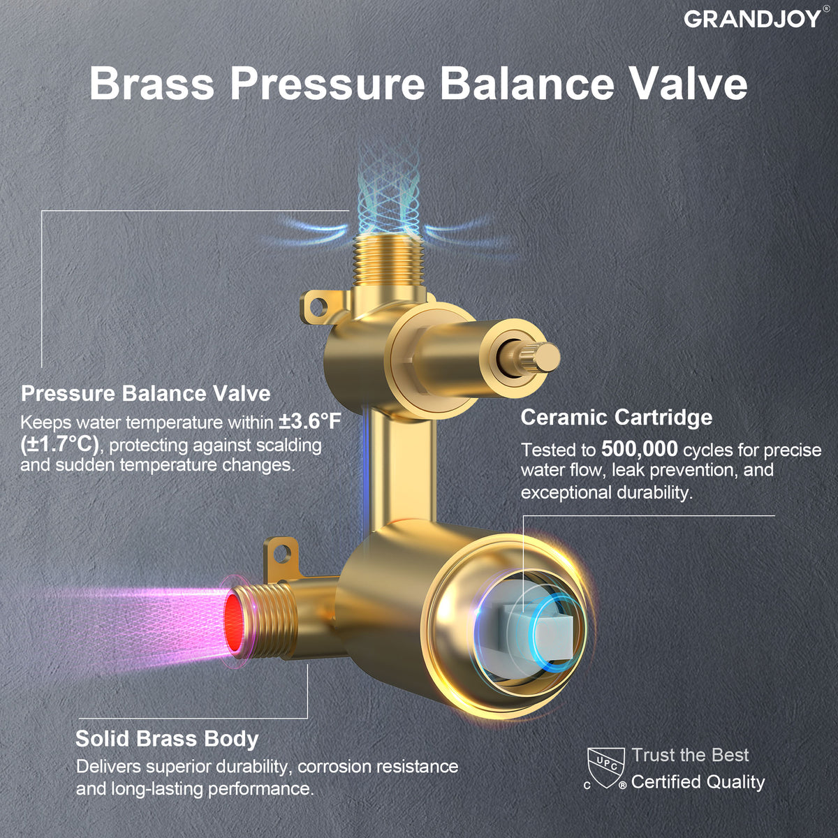 Wall-Mounted Bathtub Faucet with Hand Shower and Pressure-Balanced Valve