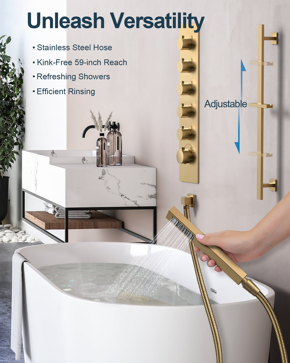 LED Music Ceiling-Mounted Shower System with Body Jets and Slide Bar