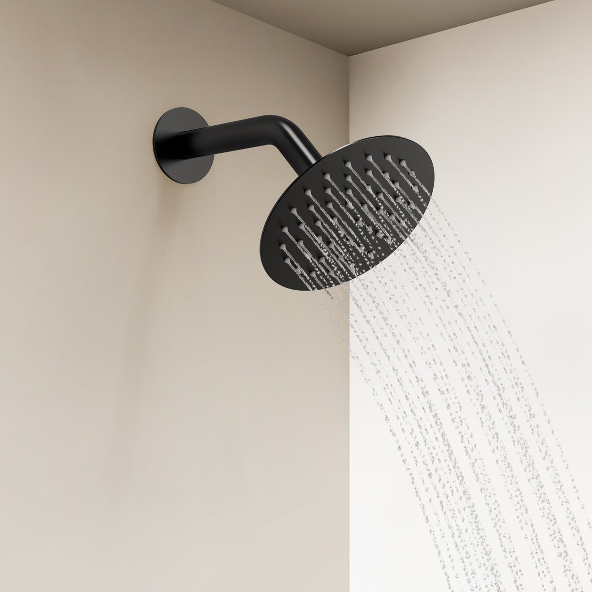 Round Wall-Mounted Rain Shower System with Handheld Spray